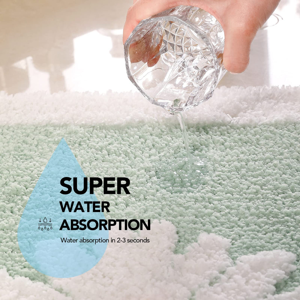 Ultra Soft Microfiber Shaggy Bathroom Mats, 17''x 25'', Extra Absorbent Bath Rugs, Machine Washable, Non-Slip Bathroom Carpet for Tub and Shower