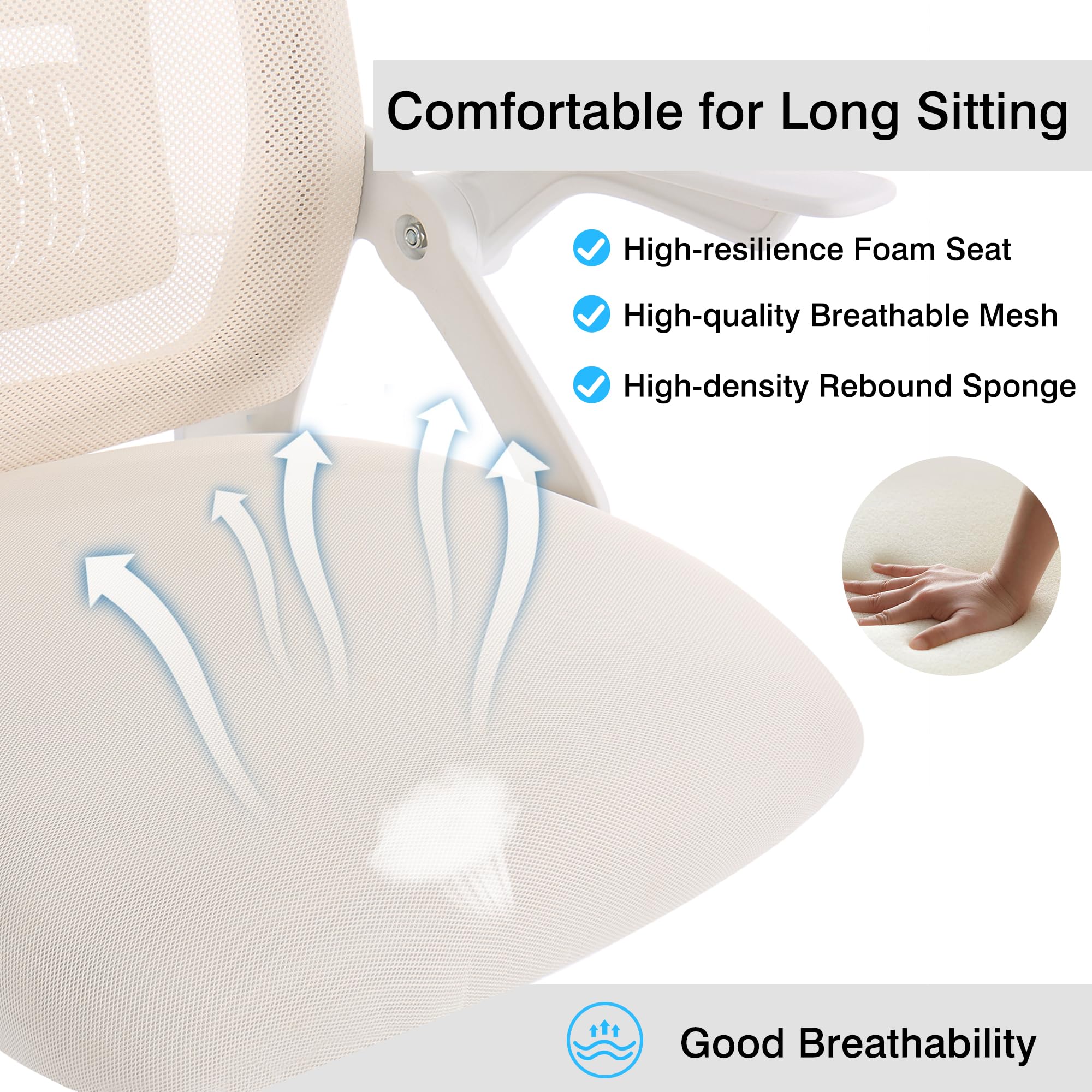 Mid-Back Swivel Ergonomic Office Chair with Adjustable Arms Mesh Lumbar Support