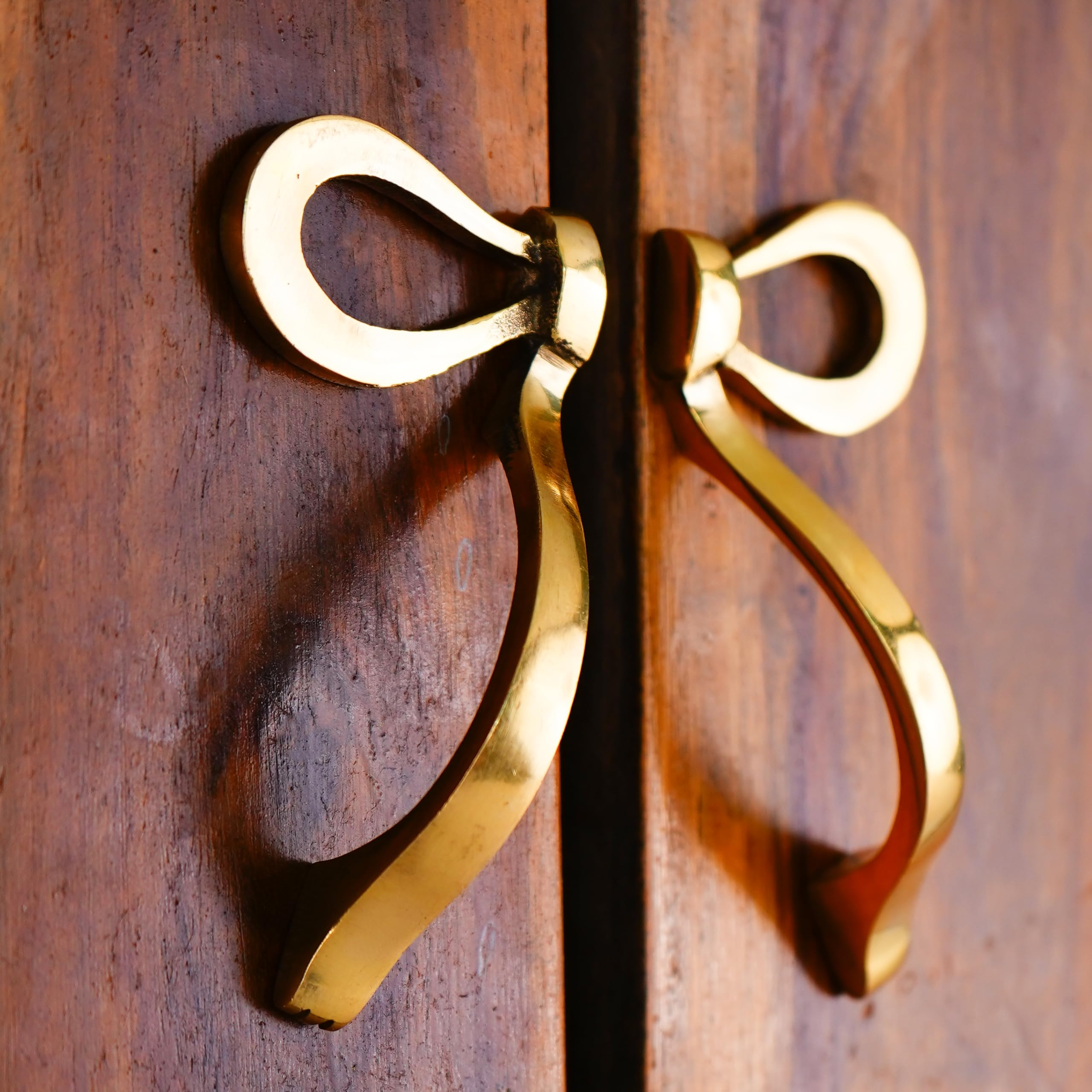 Vintage Gold Door Pulls Shelf 1 Pair Antique Brass Cabinet and Drawers Bow Decorative Door Handles