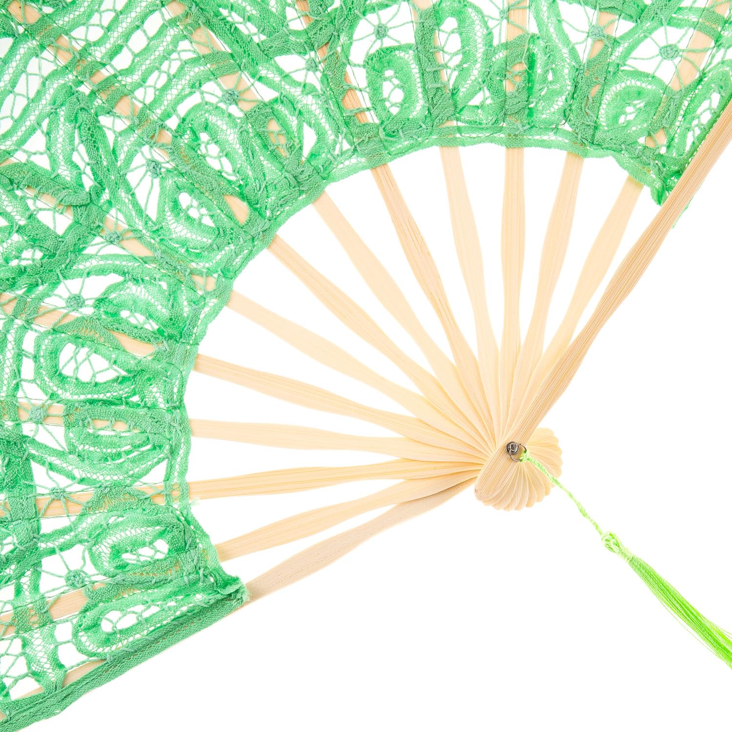 Cotton Lace Folding Handheld Fan Embroidered Hand Fan with Bamboo Staves