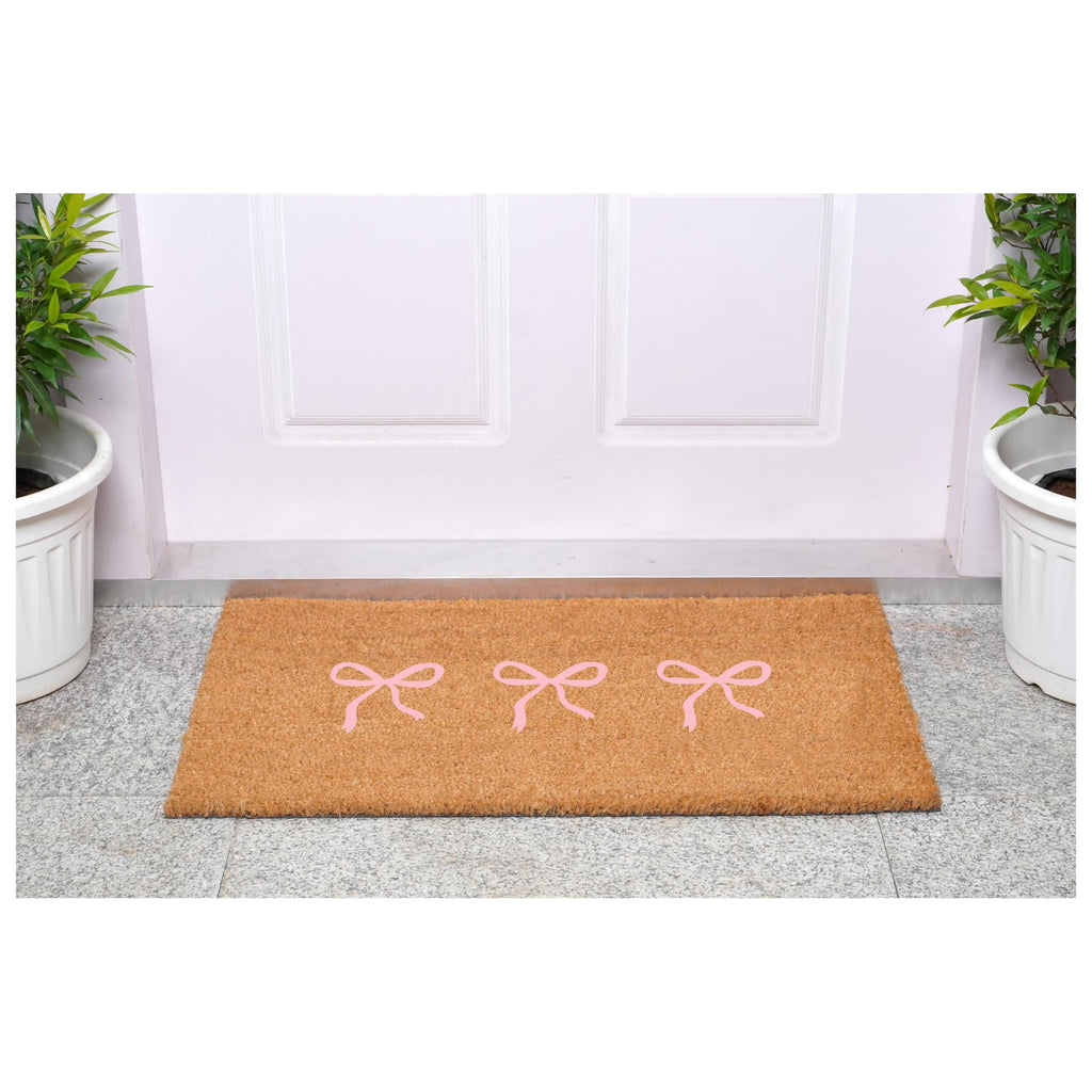 Pink Bow Trio Doormat (17" x 29")