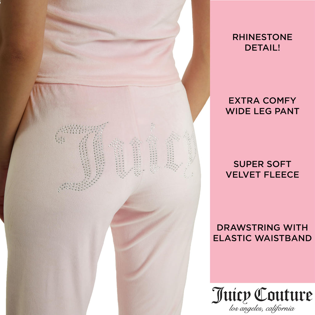 Juicy Couture Women's 2-Piece Velvet Fleece Lounge Sleepwear Set â€?Short Sleeve Shirt and Pants