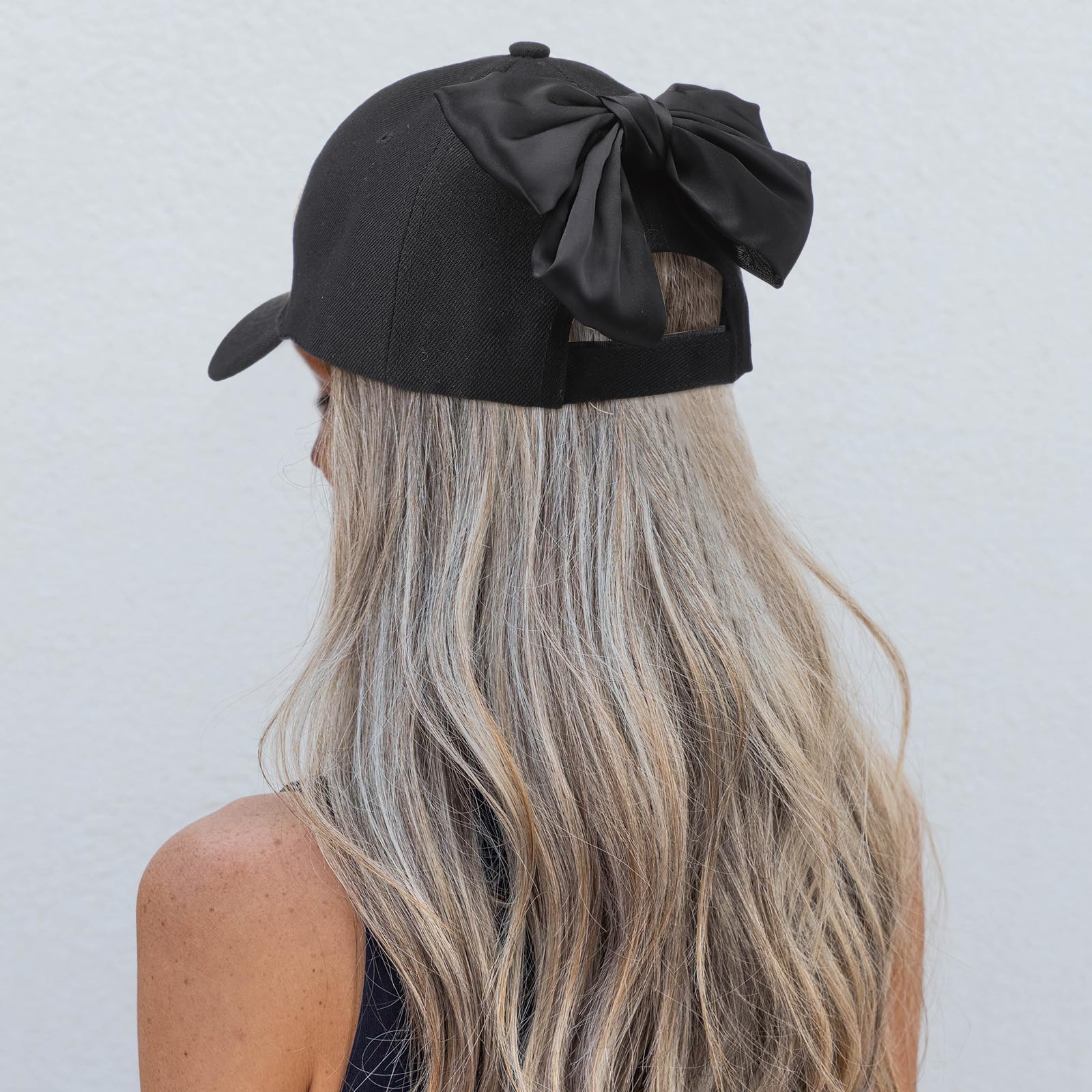 Coquette Bow-tie Summer Hat Ponytail Sun Hat Trucker Caps for Outdoor Sports Travel