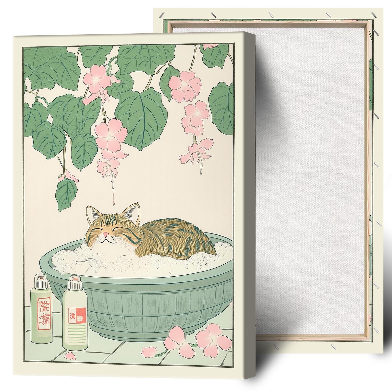 Vintage Posters Japanese Aesthetic Bathroom Canvas Wall Art Minimalism Cute Animal Relax Prints Painting