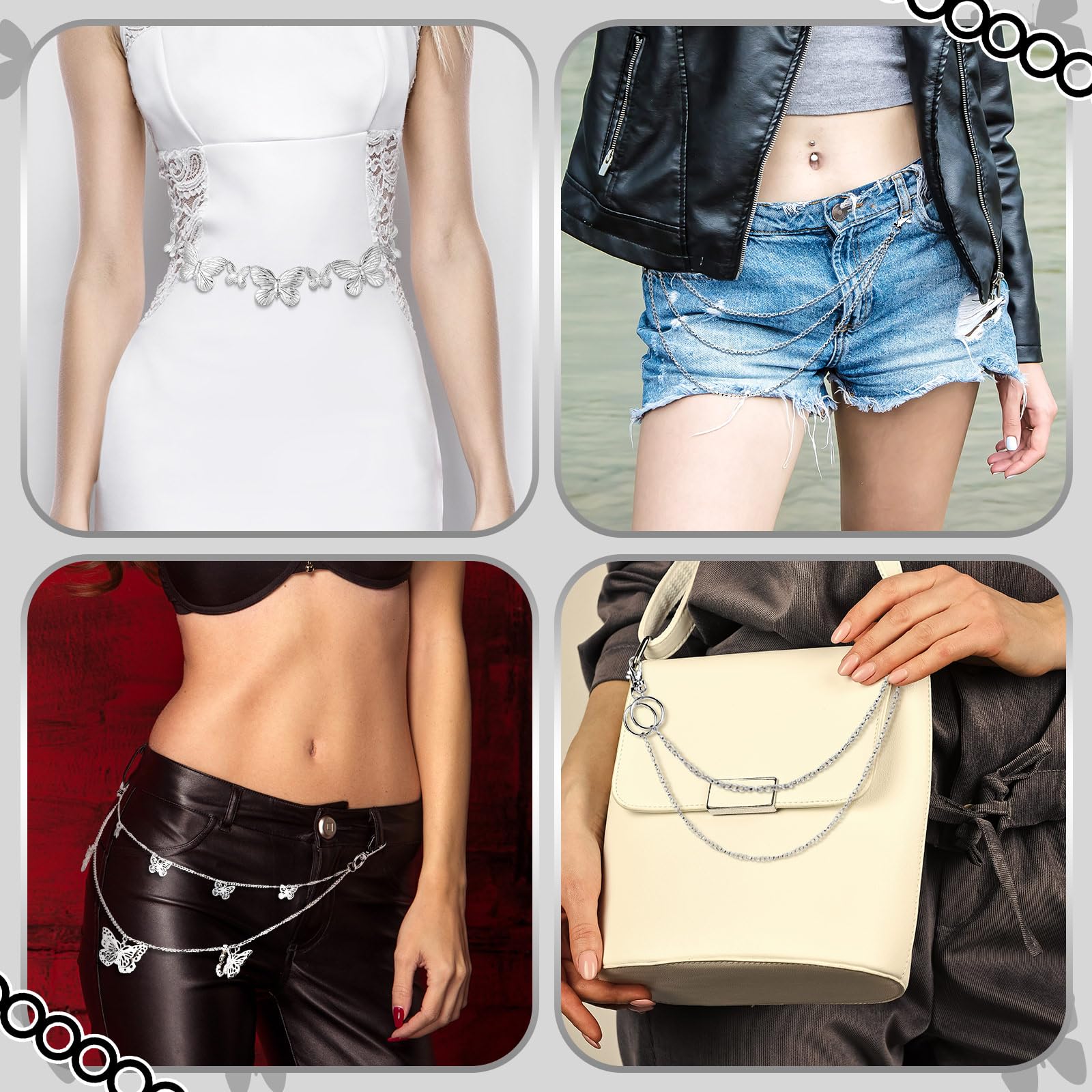 Multi-Layer Chain Belt â€?5-Piece Hip Hop Metal Wallet Chains for Jeans & Pants