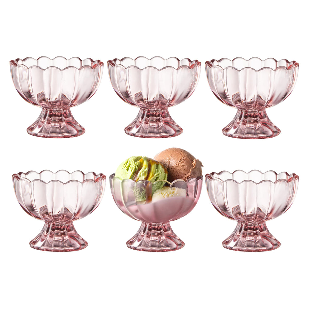 Set of 5oz Footed Tulip Glass Dessert Cups â€?Perfect for Ice Cream, Sundaes, Fruit, Snacks, Cocktails & Holiday Parties
