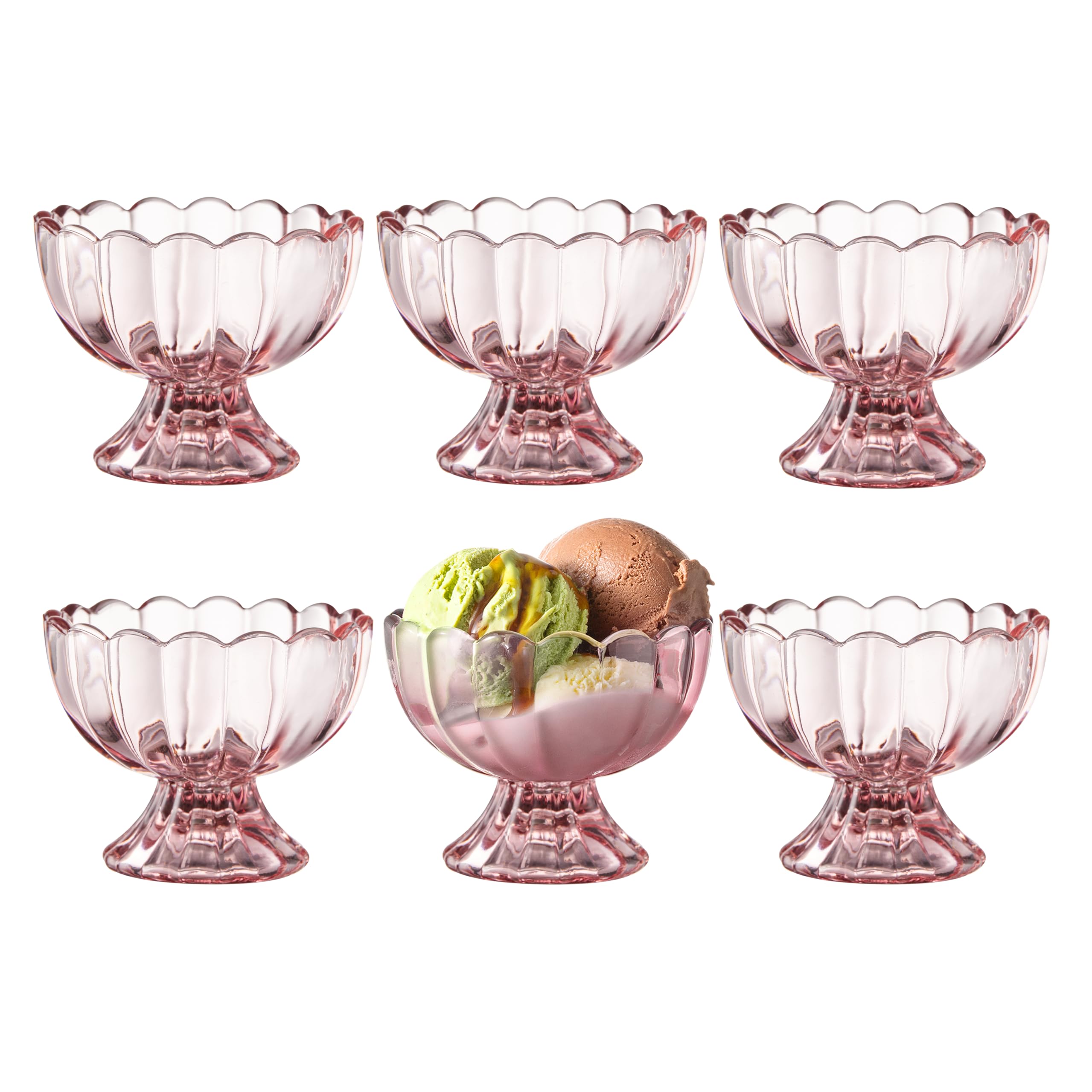 Set of 5oz Footed Tulip Glass Dessert Cups â€?Perfect for Ice Cream, Sundaes, Fruit, Snacks, Cocktails & Holiday Parties