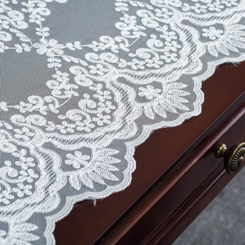 Rectangle Table Runner Lace Macrame Embroidered Table Runners with Exquisite Vintage Shabby Chic