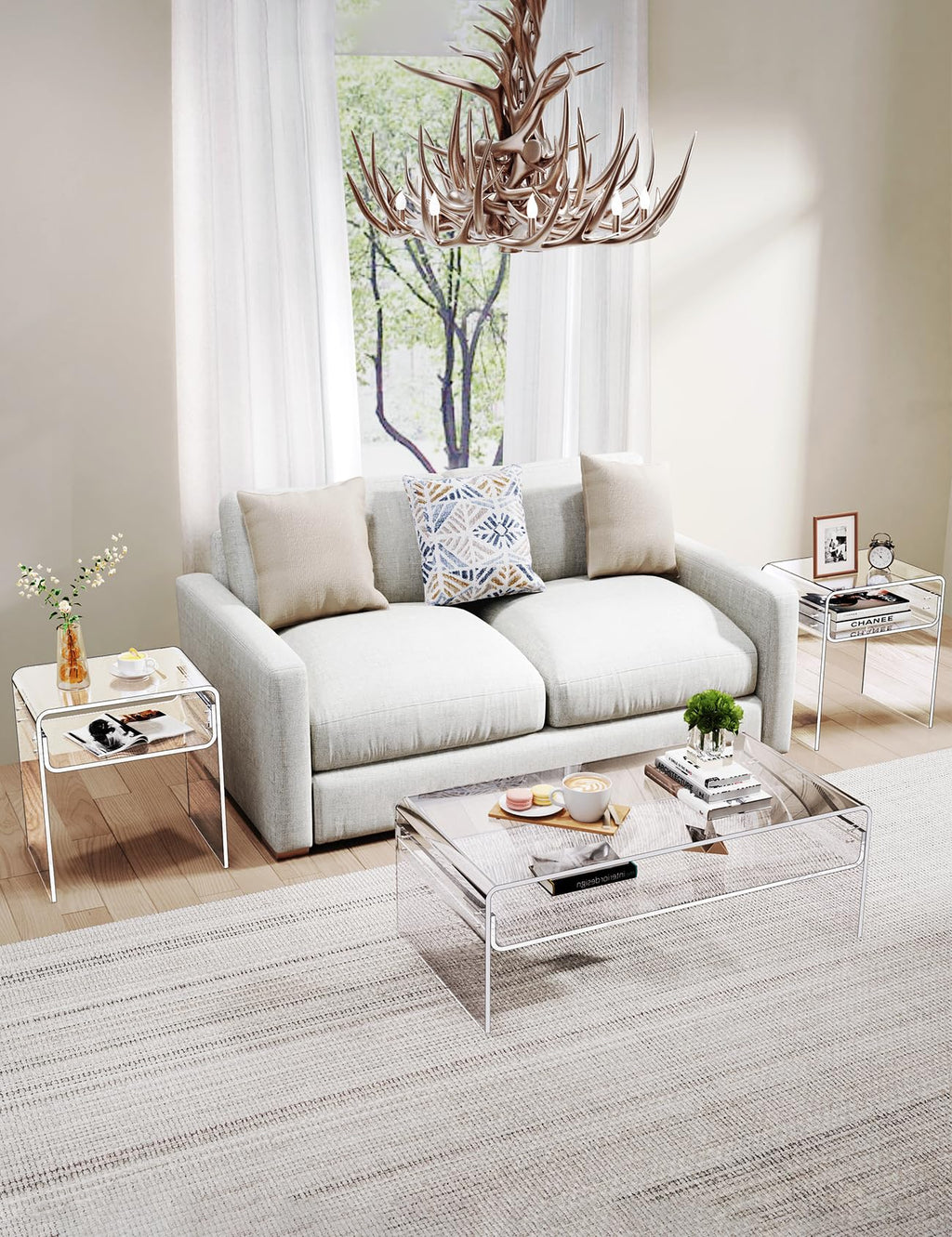 Clear Acrylic End Table 2-Tier Bedside nightstand