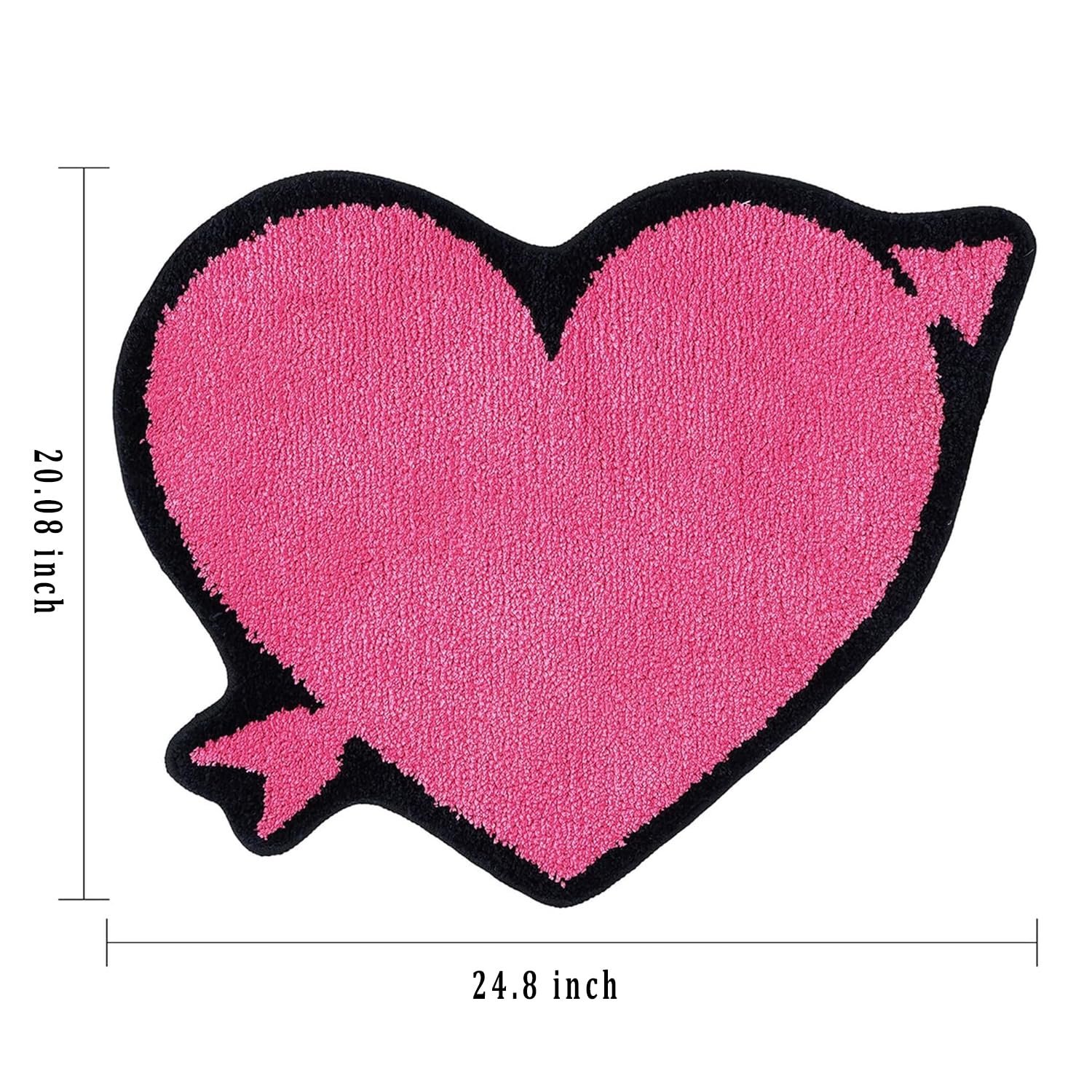 Pink Heart Shape Bathroom Mat - Soft and Absorbent Bath Mat, Non Slip Washable Bath Rug for Shower Bedroom Kitchen Living Room Decor
