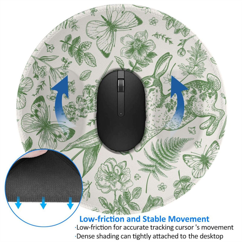 Round Mouse Pad Desk Top - Stitched Edges 8 X 8 Inch