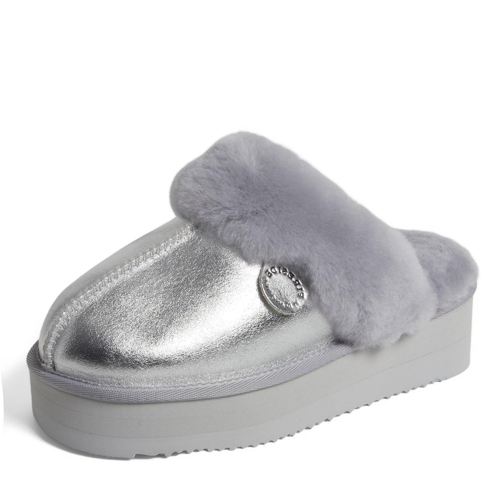 Women's Fireside Melton Genuine Shearling Shearling Platform Slippers Scuff