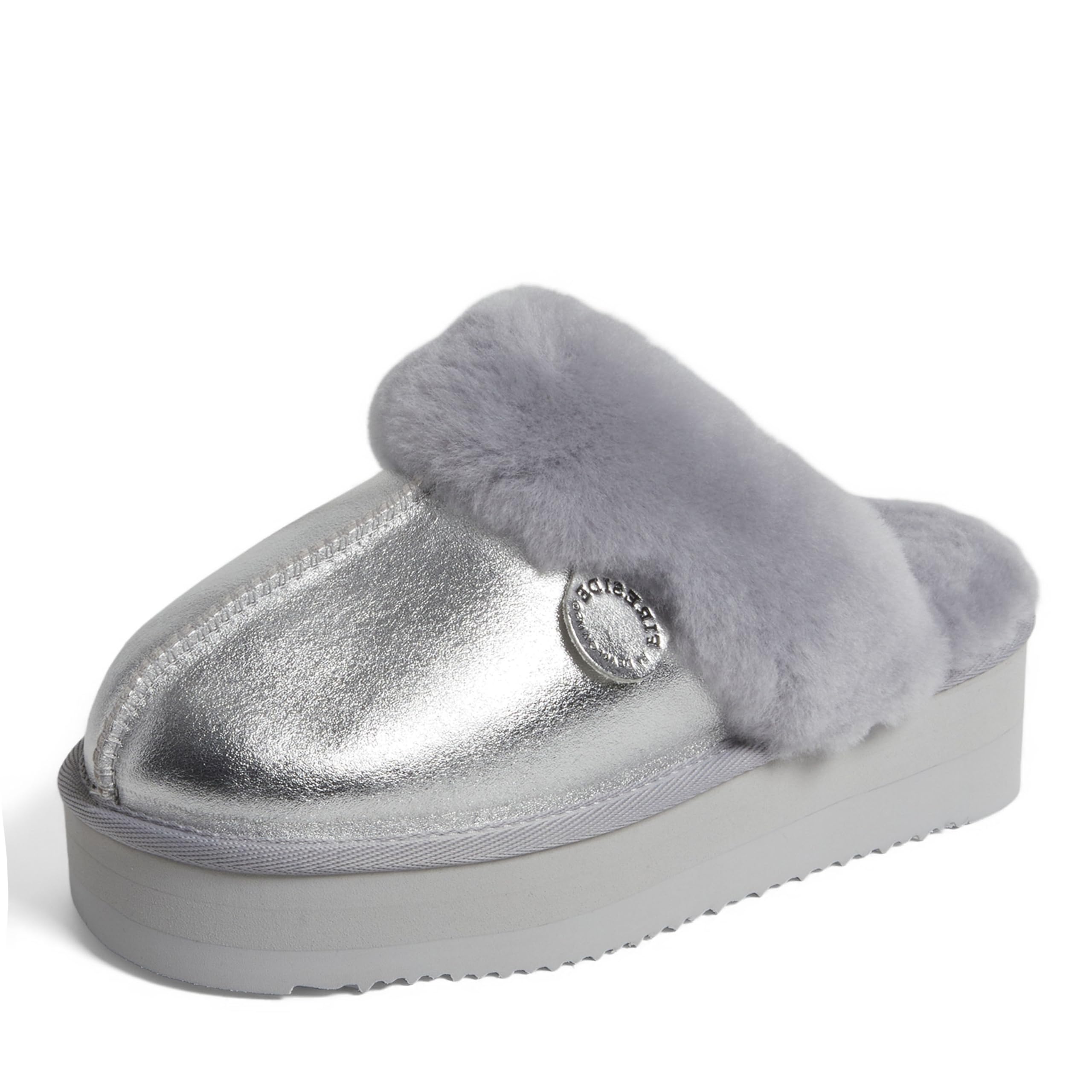 Women's Fireside Melton Genuine Shearling Shearling Platform Slippers Scuff