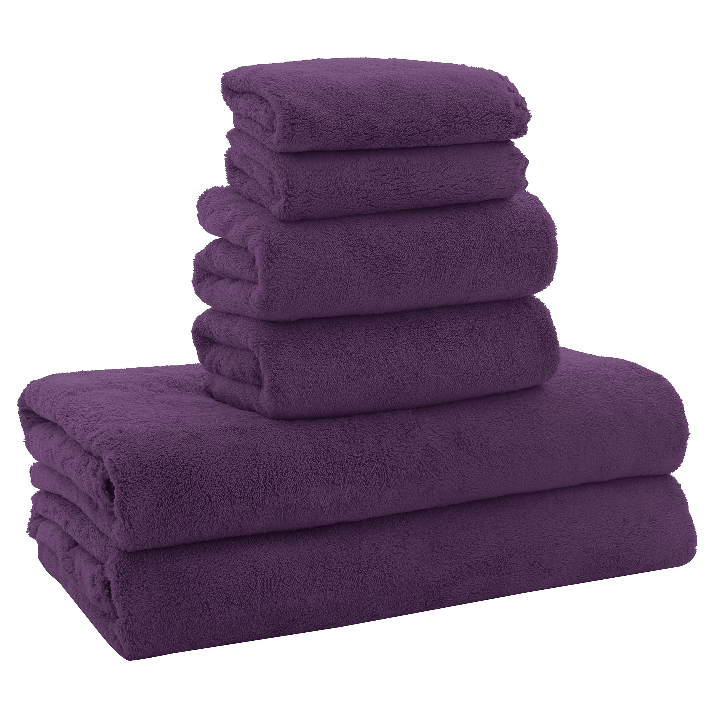 Ultra Soft Towel Set - Quick Drying - 2 Bath Towels 2 Hand Towels 2 Washcloths - Microfiber Coral Velvet Highly Absorbent Towel (6 Pcs)