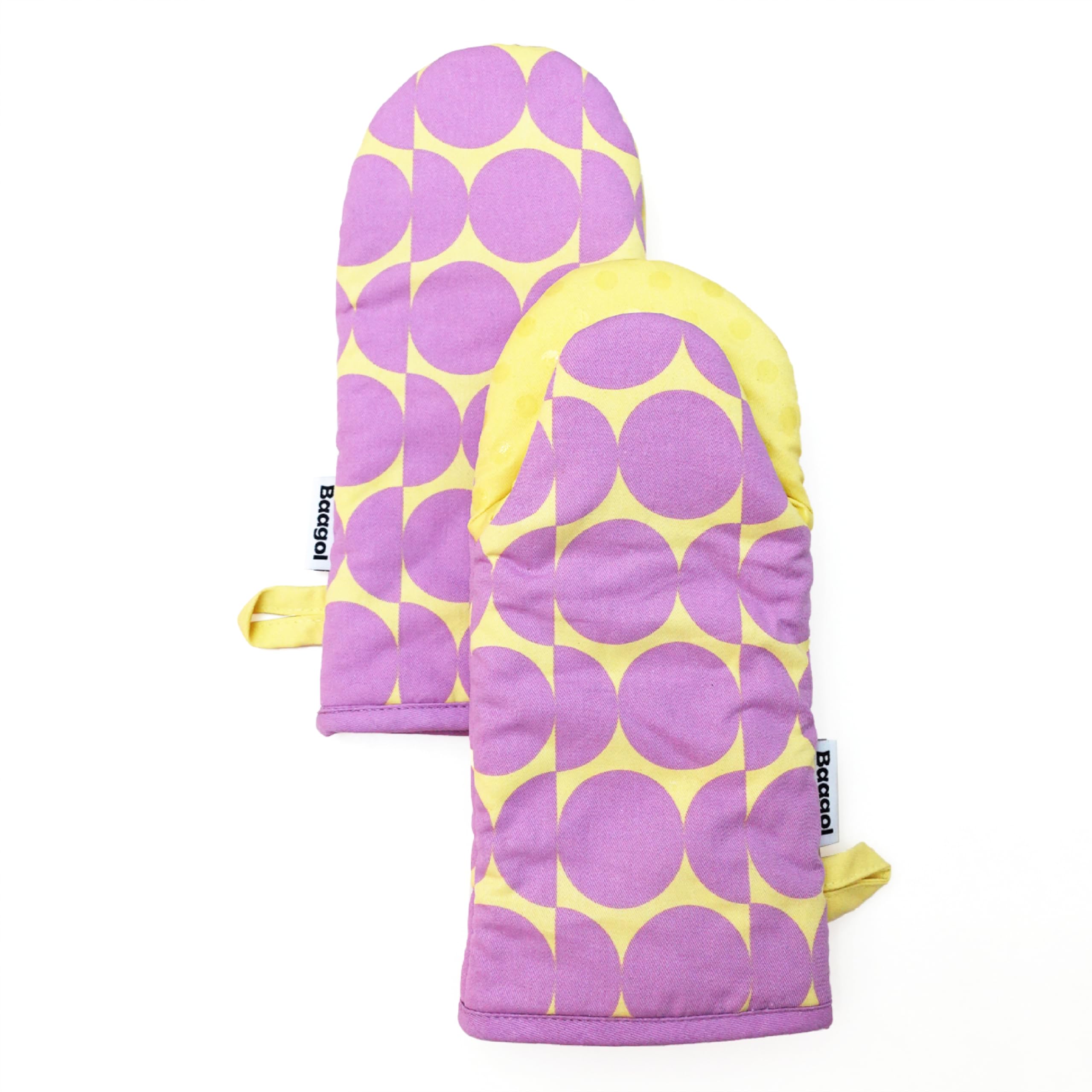 Modern and Cute Cotton Kitchen Mittens with Non-Slip Silicone Grips and Hanging Loops