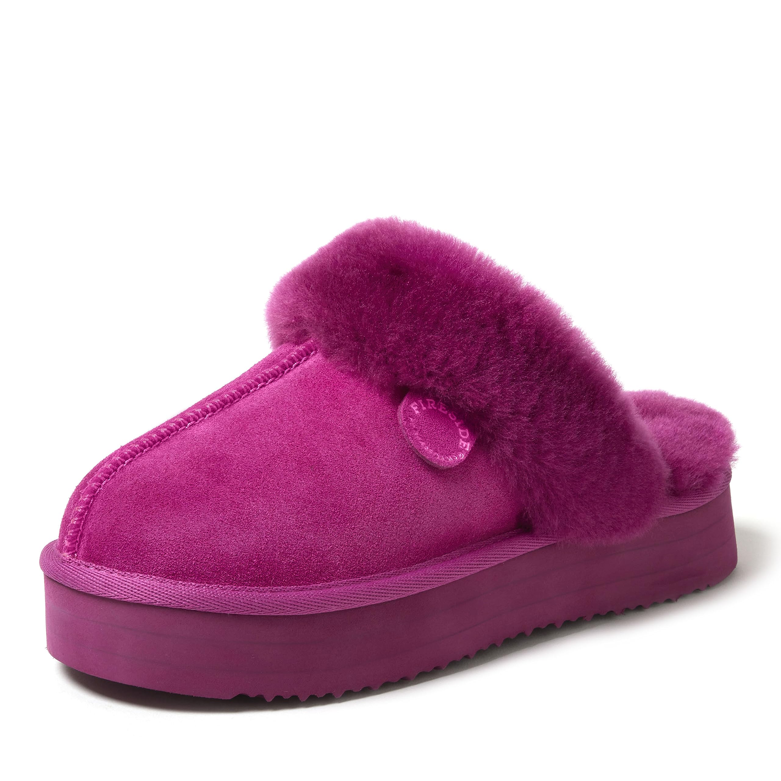 Women's Fireside Melton Genuine Shearling Shearling Platform Slippers Scuff