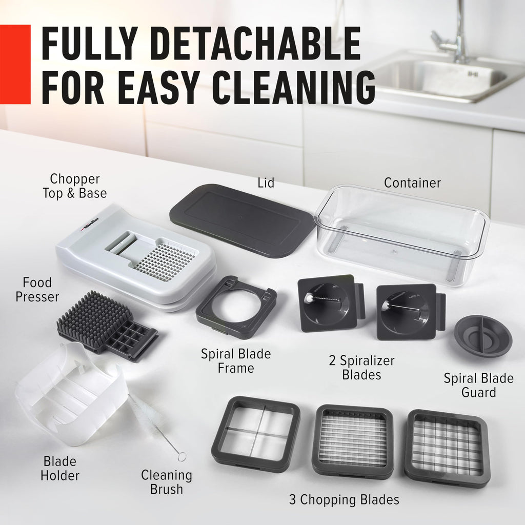 Mueller Pro-Series All-in-One, Mandoline Slicer for Kitchen, Food Chopper, Cucumber Slicer and Spiralizer, Cutter, Dicer, Grater, Kitchen Essentials