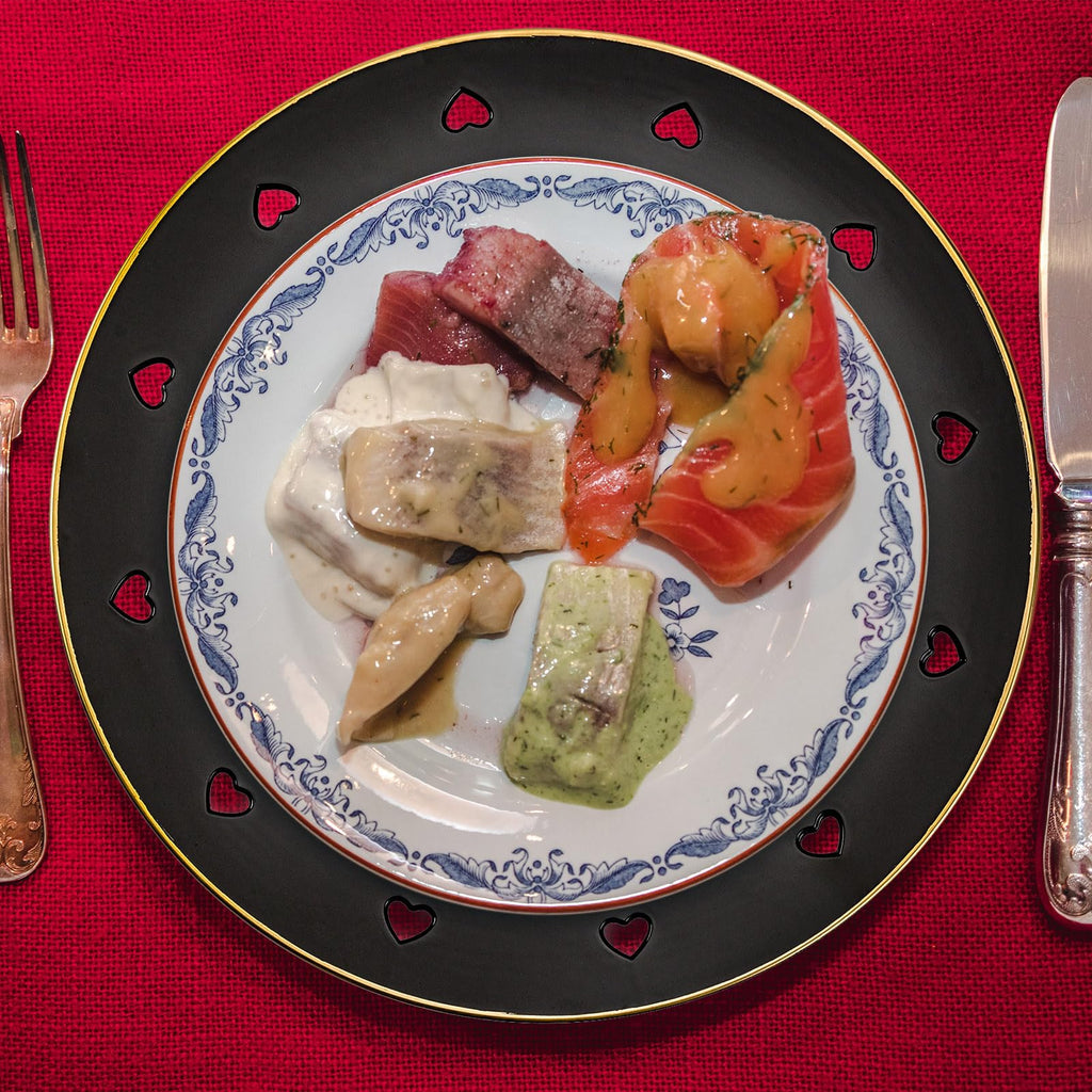 Round 13" Pink Charger Plates, Heart Hollow Chargers for Dinner Plates with Golden Border