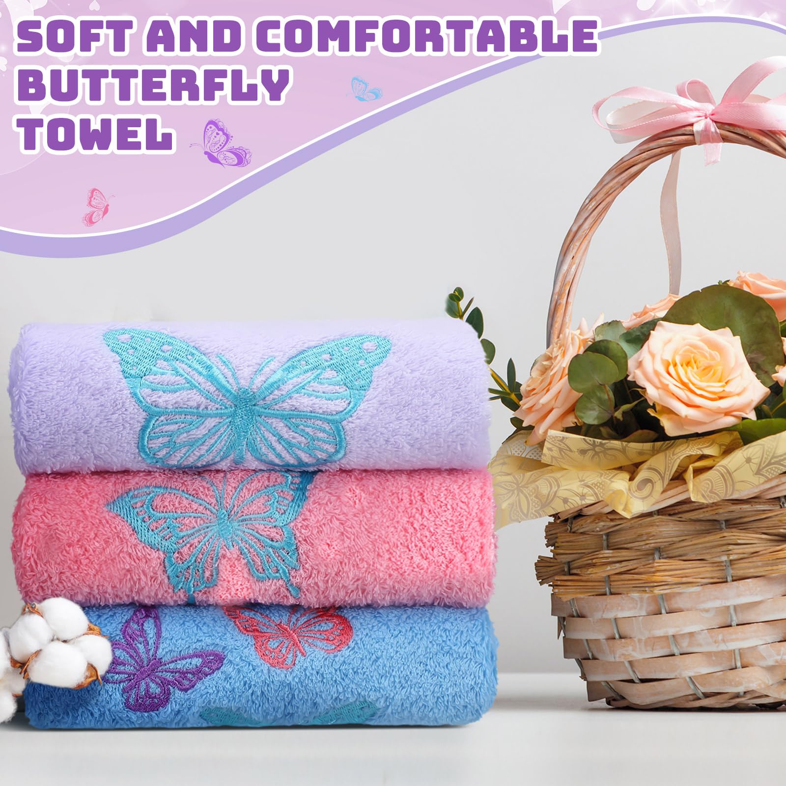 Rose Floral Hand Towels Farmhouse Pink Rose Bathroom Decor 14x29 Inch Embroidered Decorative Cute Summer Flowers Hand Towels Cotton Soft Absorbent Towels for Bathroom Kitchen