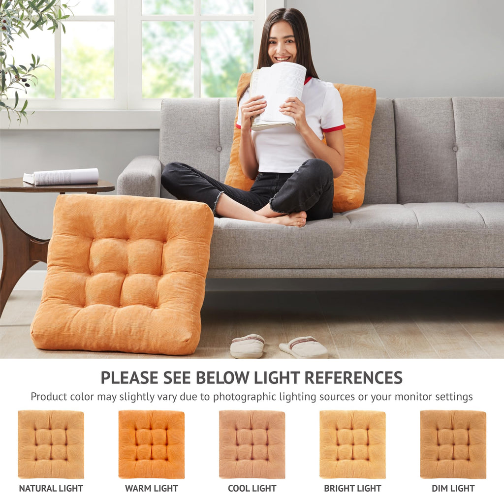 Square Large Pillows Seating Meditation Floor Pillow, Tufted Corduroy Cushion for Living Room