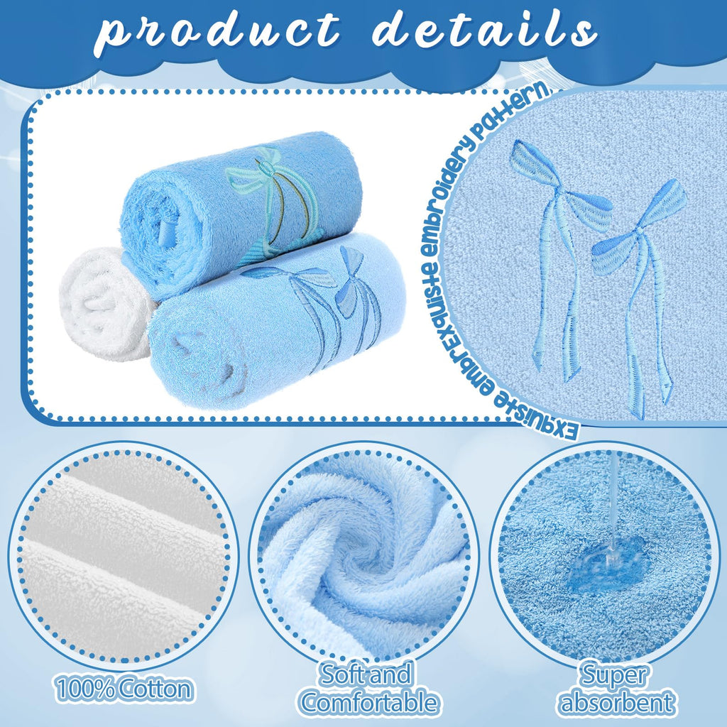 Hand Towels Embroidered Decorative Towel 100% Cotton Soft Absorbent Kitchen Facecloth Preppy Bathroom Decor 13.7 x 29.5''