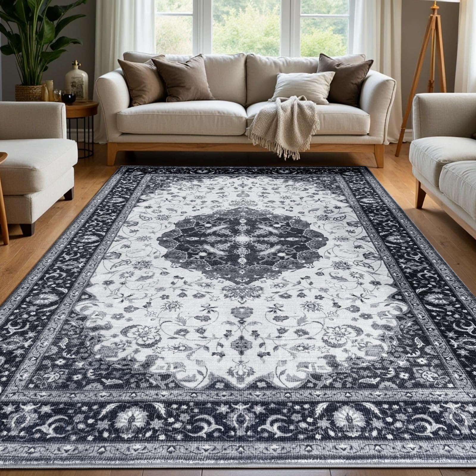 Washable Area Rugs Door Mat Entryway Vintage Floral Non-Slip Low Pile Entrance Thin Rug Carpet for Kitchen Bathroom Living Room Pink