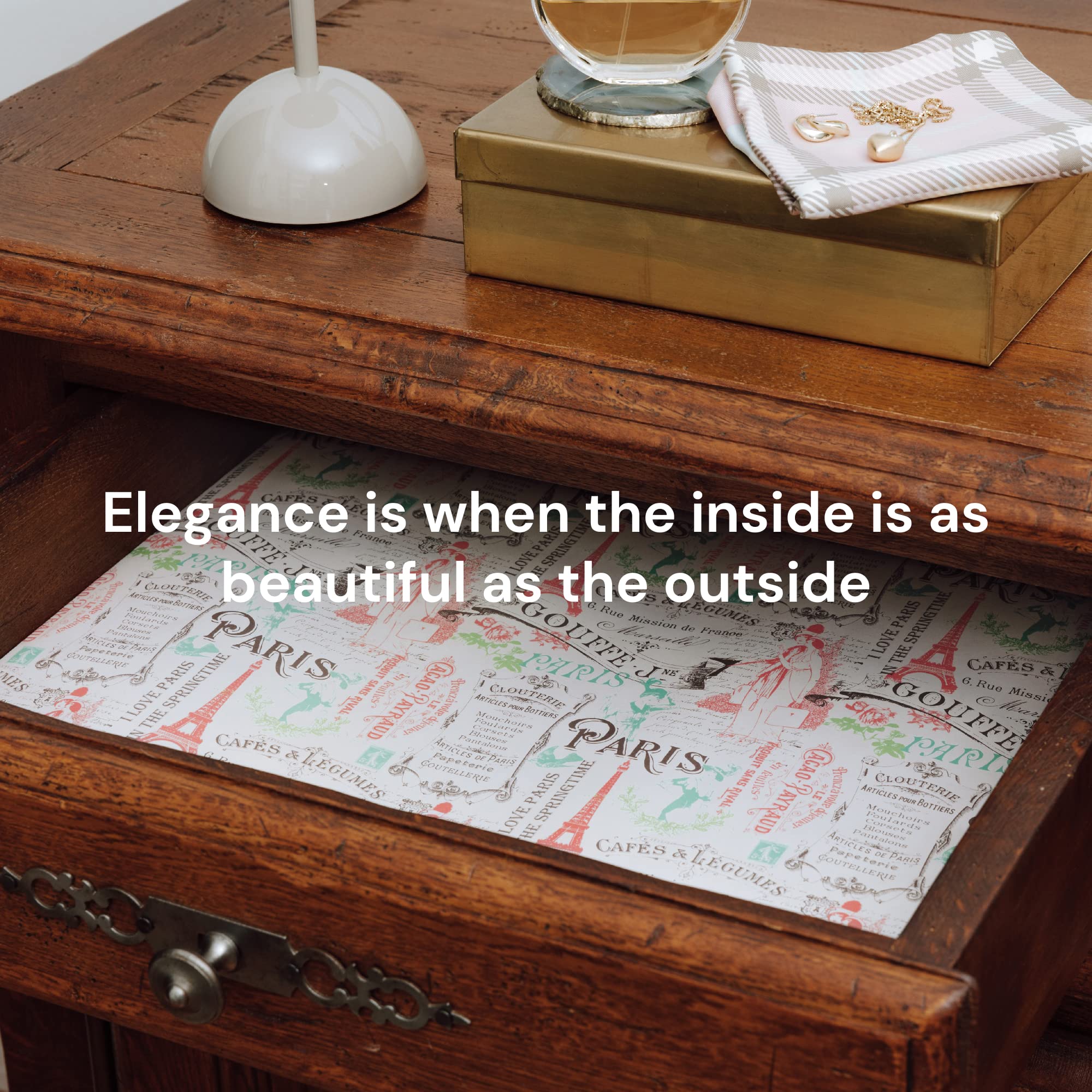 Scented Drawer Liners - Non-Adhesive Paper Sheets for Closet Shelves, Cabinet, Home Essentials & Dresser - 14 x 19.5 Inch Royal Damask Print Drawer Liner - Coquette Room Decor