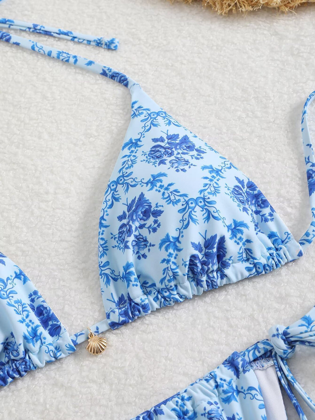 Women's Ditsy Floral Print Bathing Suit High Waisted Halter All Over Swimsuit Bikini Set