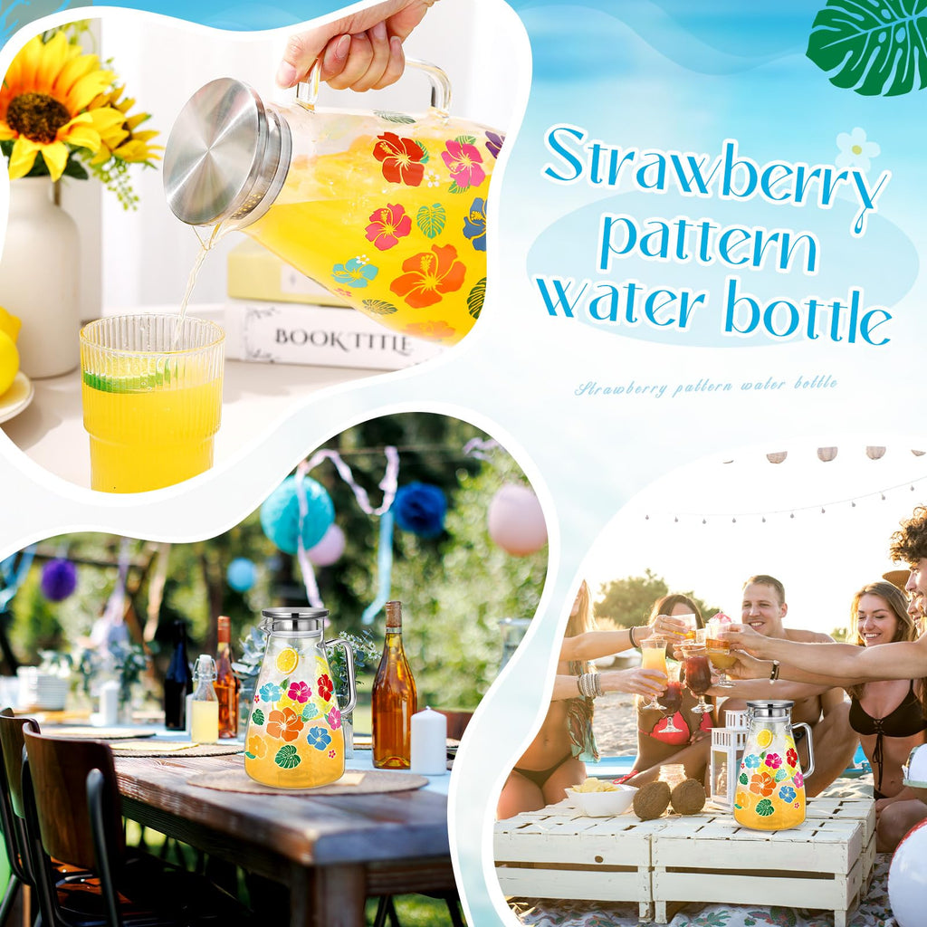 Glass Pitcher with Lid Water Pitcher with Handles Hot and Cold Resistant