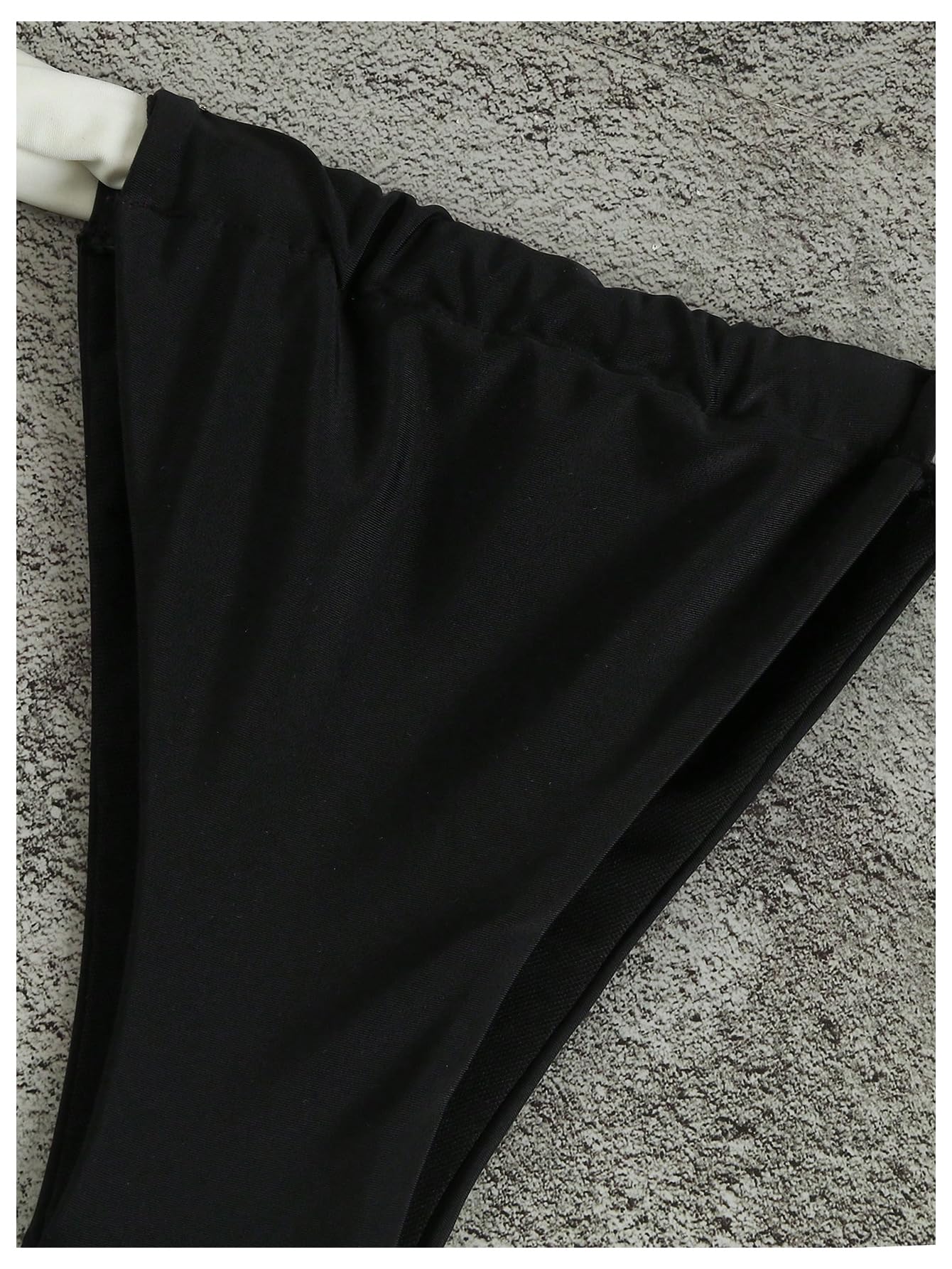 Women's Sexy 2 Piece Swimsuit Color Block Wide Strap Ruched Bikini Top and Thong Bikini Set