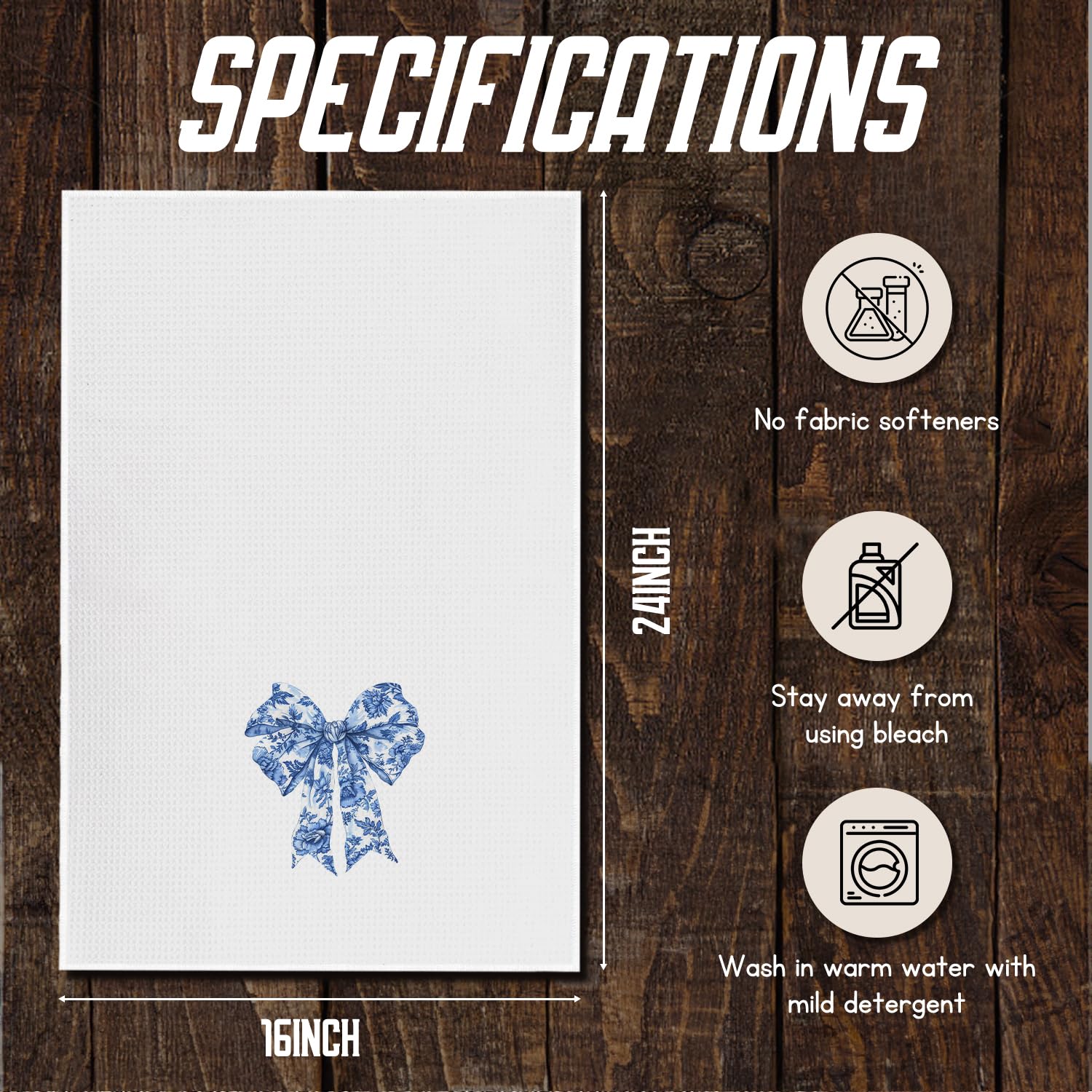 Lace Bow Dish Towels,Tea Towel, Bathroom Decor 16 X 24 Set of 2