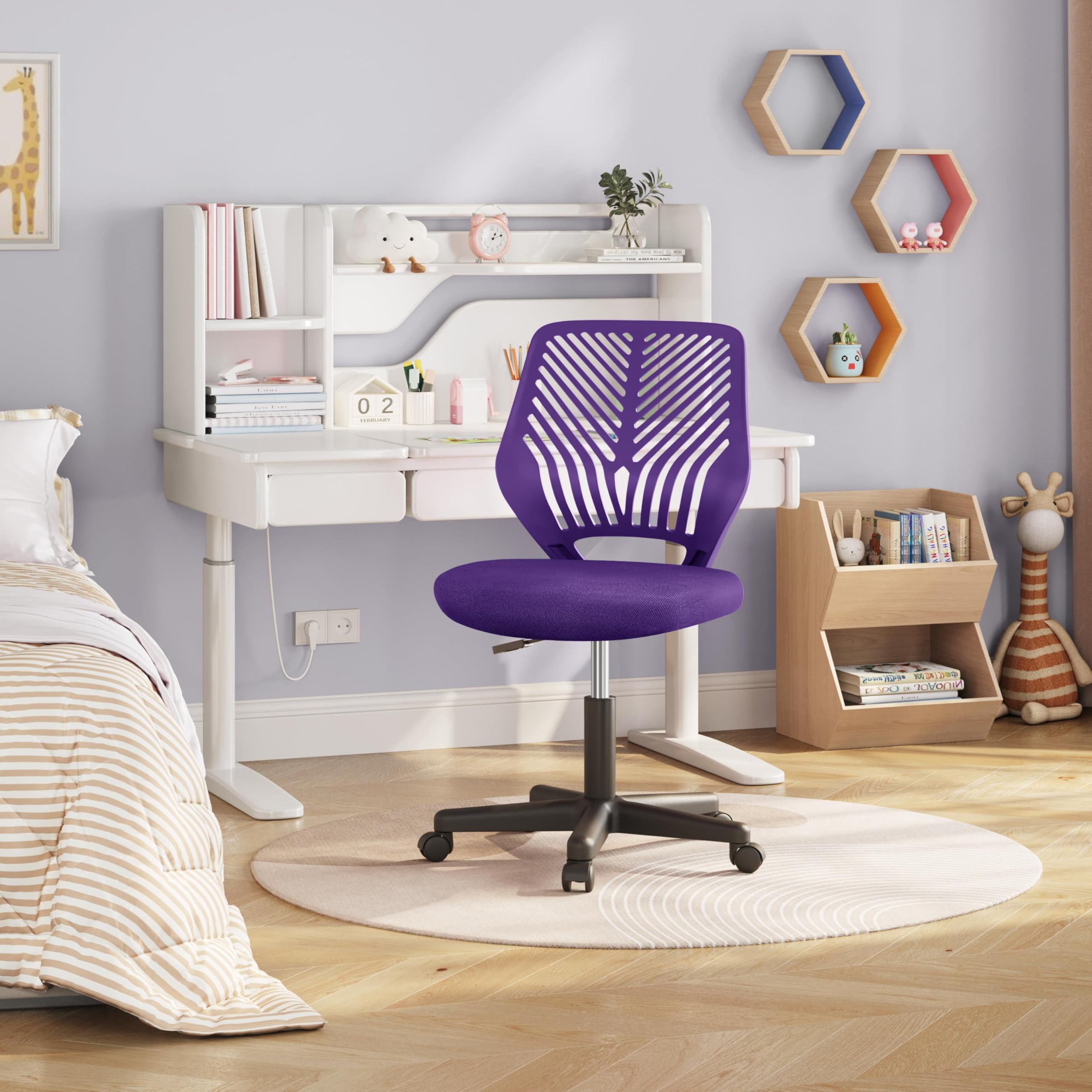 Cute Low-Back Armless Study w/Lumbar Support Adjustable Swivel Chair