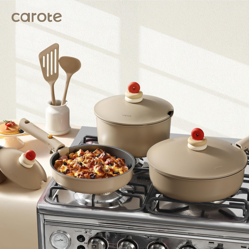 Pots and Pans Set Non Stick, Nonstick Cookware Set, Oven/Dishwasher/Fridge Safe Pots and Pans, RV Safe Cookware, 23pcs Gift Set Detachable Handle