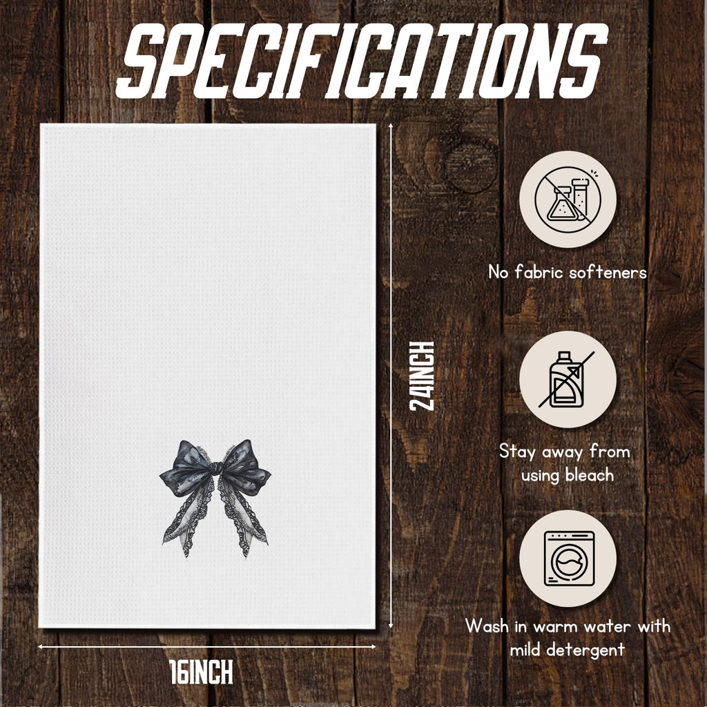 Lace Bow Dish Towels,Tea Towel, Bathroom Decor 16 X 24 Set of 2