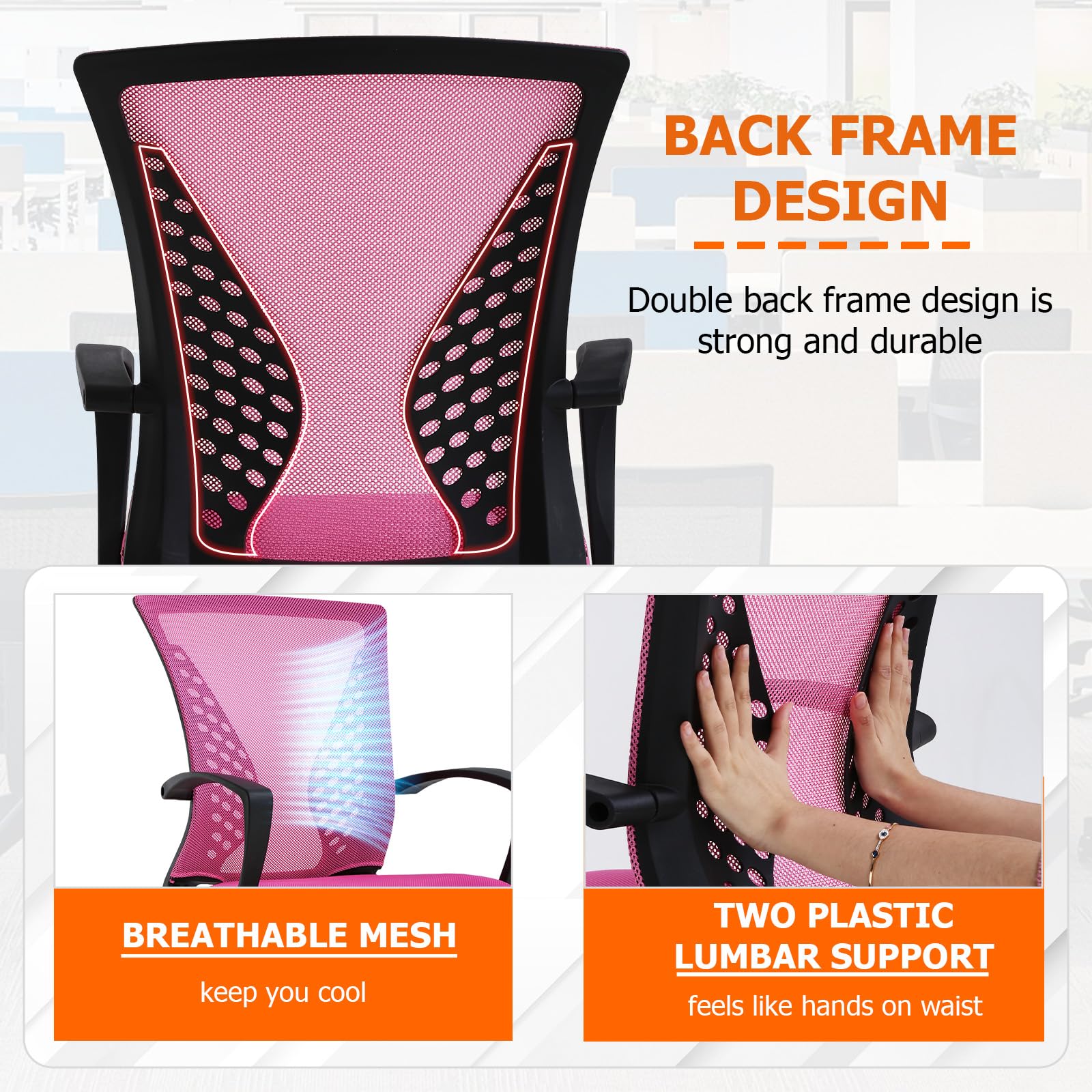 Mesh Desk Chair Ergonomic Computer Chair with Lumbar Support Armrest Mid Back 360 Degree Rolling Swivel Adjustable Height