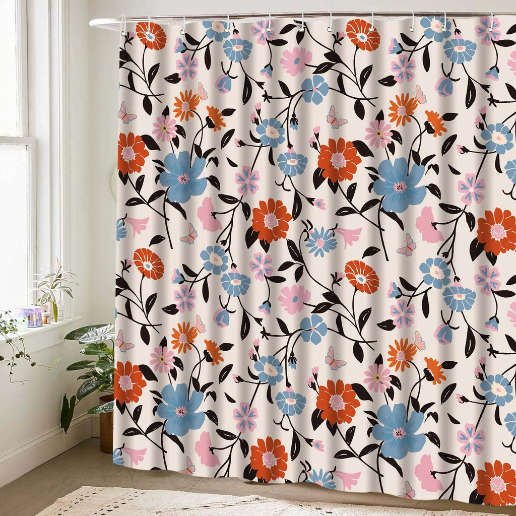 Cute Shower Curtain for Bathroom Modern Aesthetic Funky Decorative, Pretty Chic Cloth Set with Hooks, 72x72 Inch