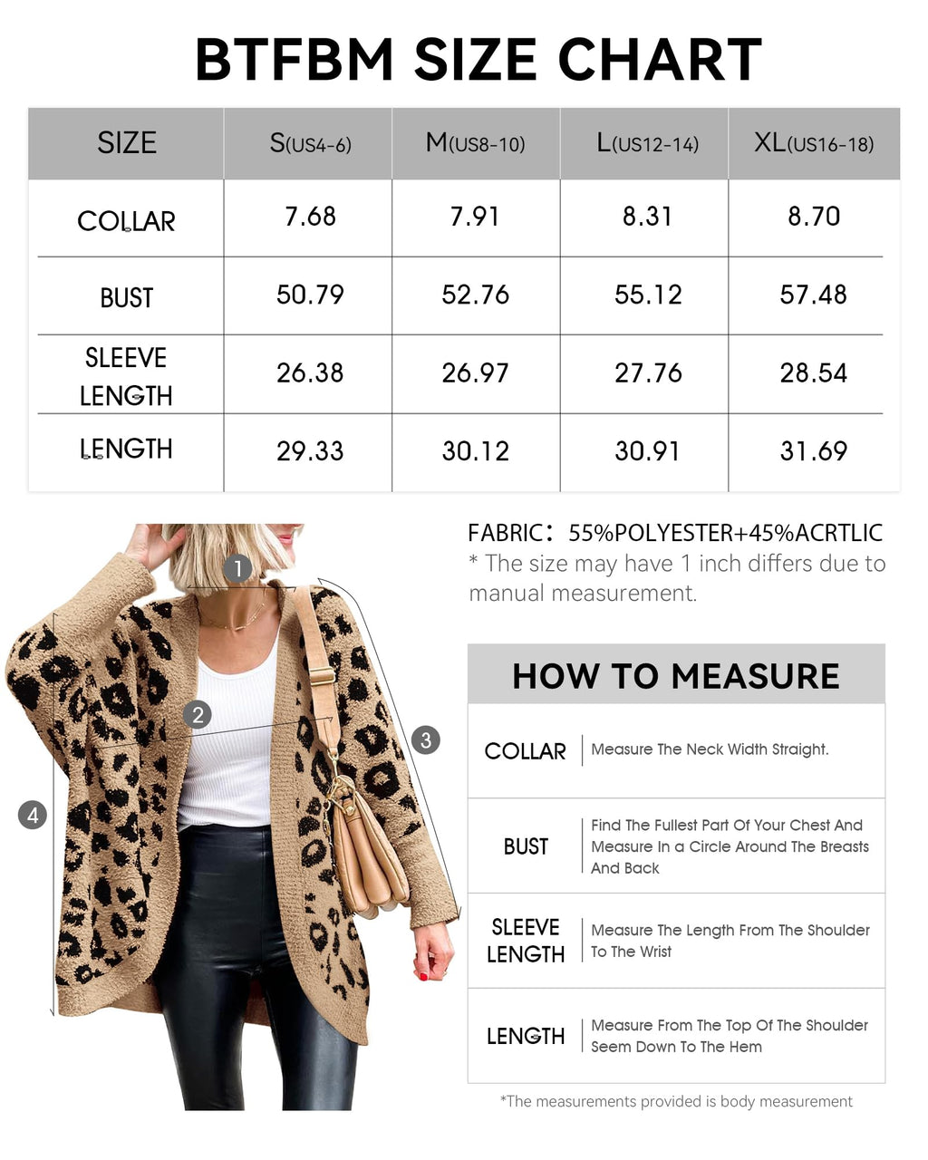 Women Fashion Leopard Print Long Sleeve Sweater Cardigan Loose Knit Open Front Fall Winter Outwear Coats