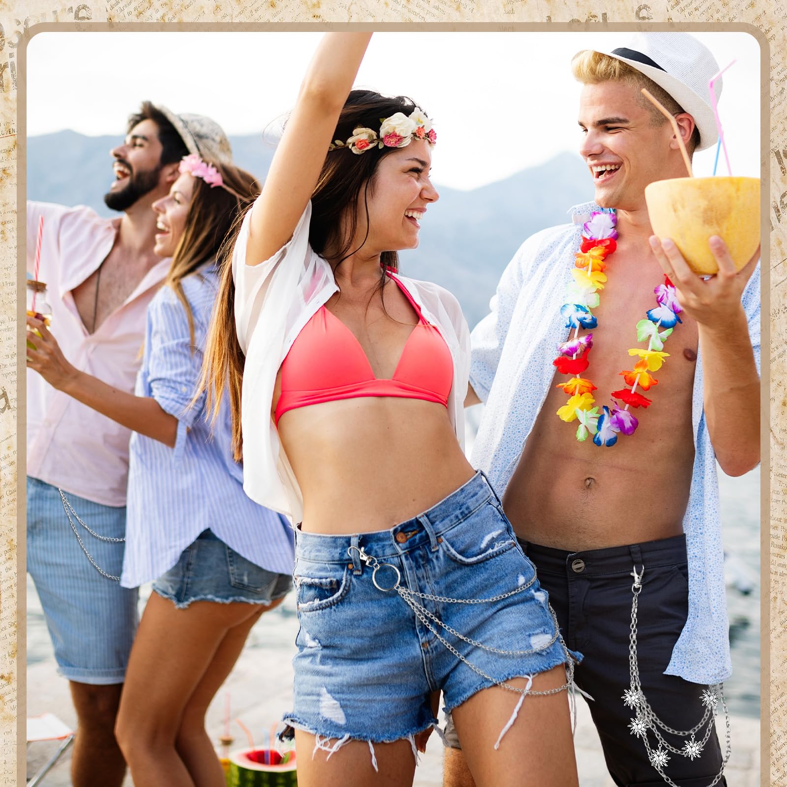 Multi-Layer Chain Belt â€?5-Piece Hip Hop Metal Wallet Chains for Jeans & Pants