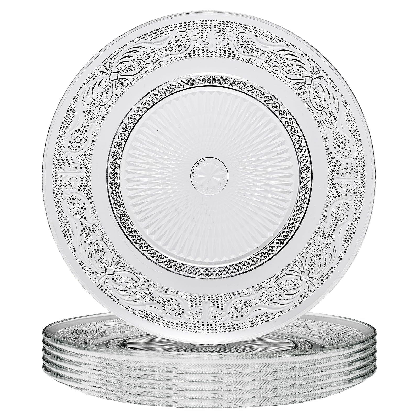 Glass Colored Plates | Set of 6 Plate | Natural Colors 10.6" Dinner & Charger Plate - Server, Charger, Dinner Server, Appetizer, Snack, Fruit, Side Serveware