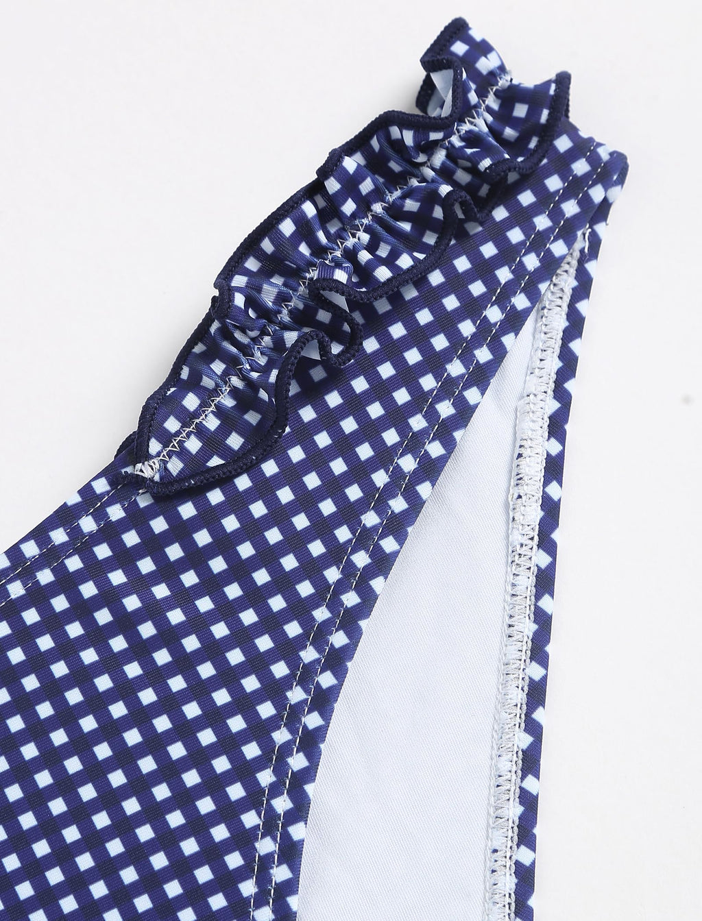 Tankini Swimsuits for Women Smocked Ruffles Tie Front Bowknot Textured High Cut Tanga Tankini Set