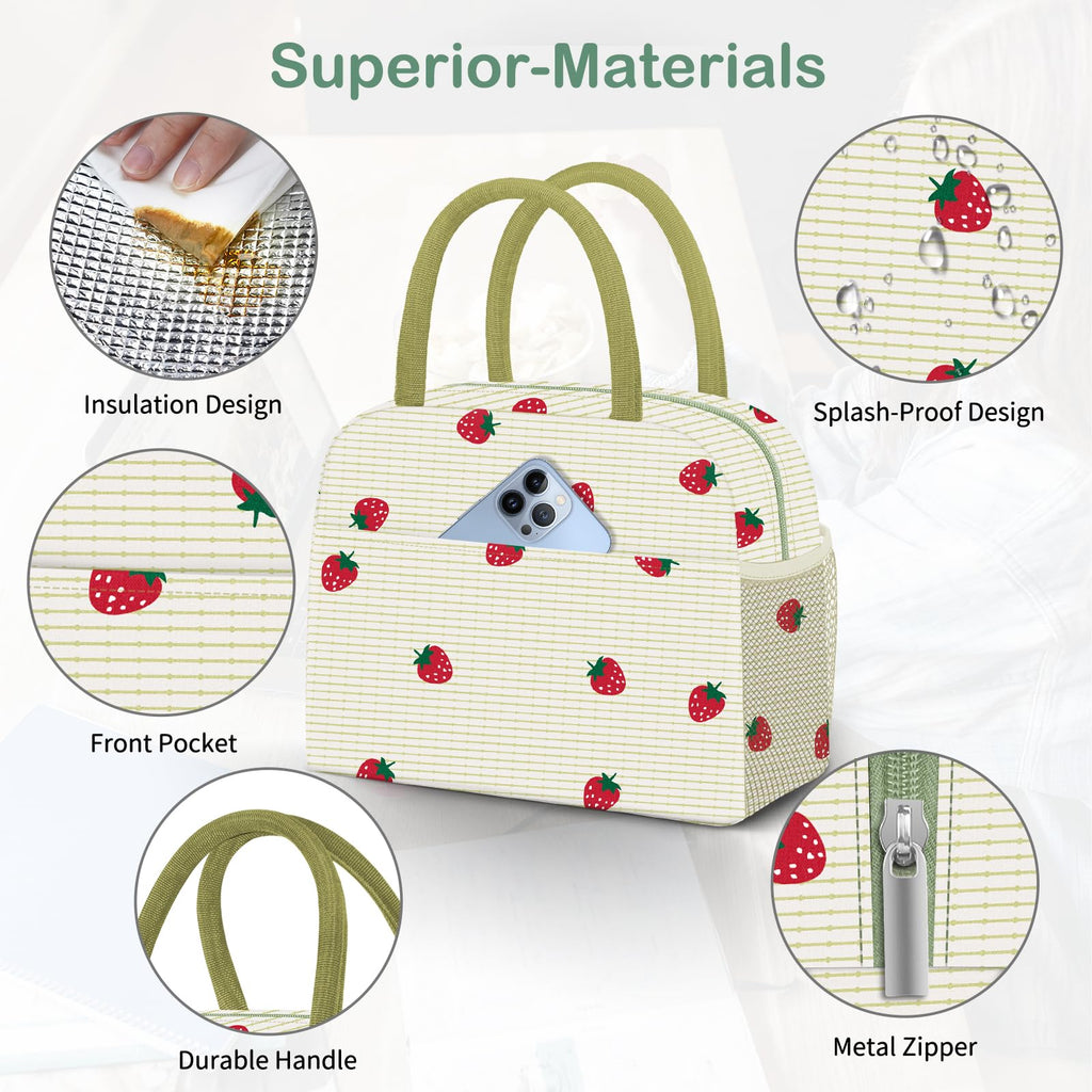 Reusable Insulated Lunch Tote Bag,Leakproof Food Handbags Case High Capacity