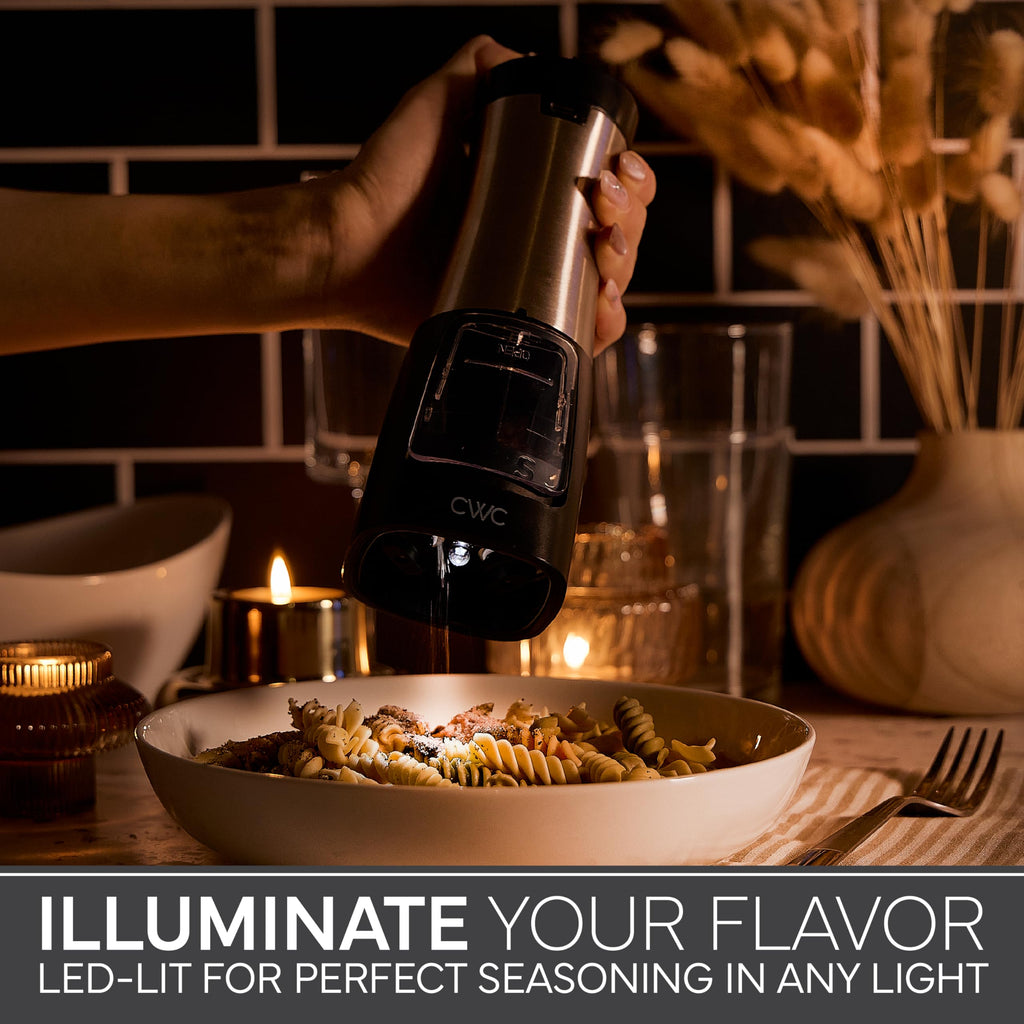 Rechargeable Salt & Pepper Shaker - 2-in-1 Grinders for Salt and Pepper