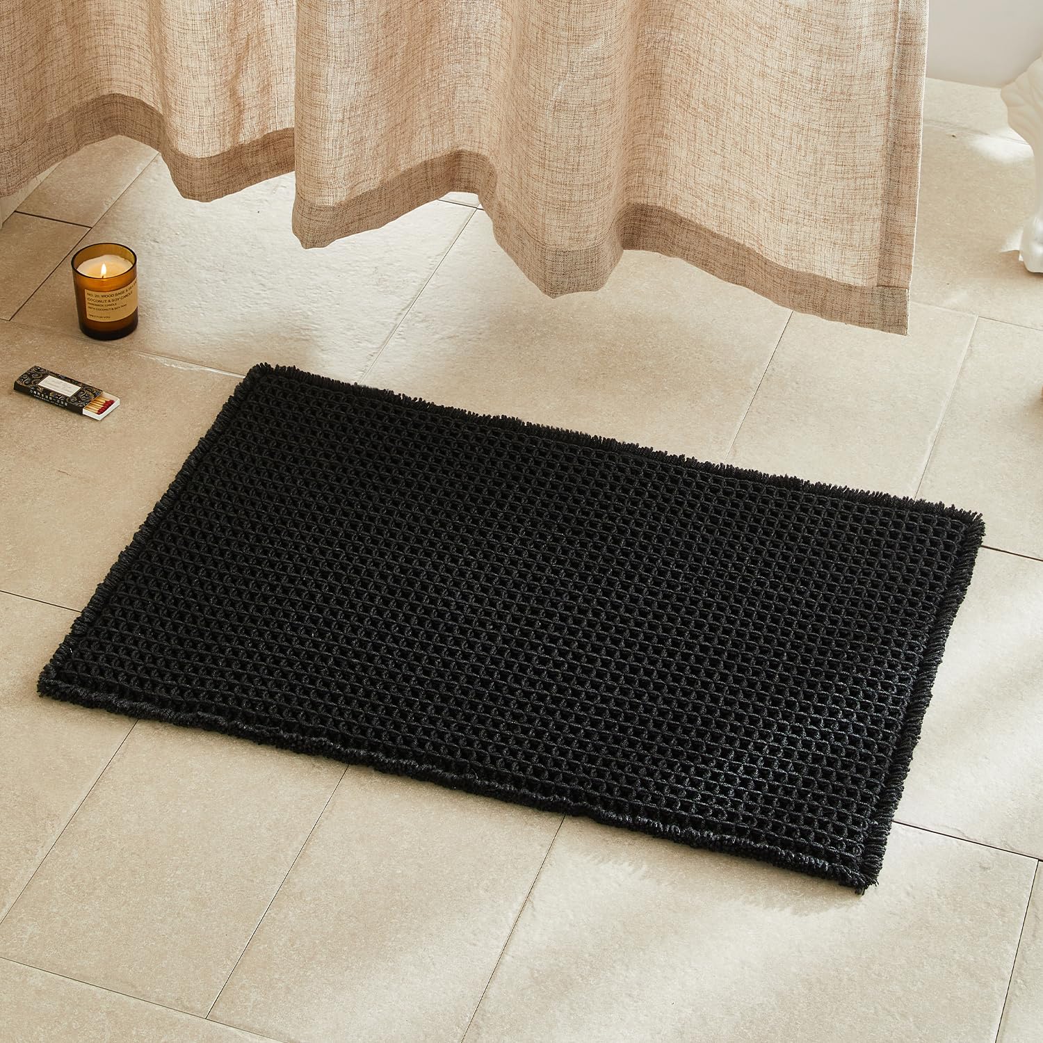 Waffle Bath Mat Non Slip Washable Quick Dry Cute Bath Mat
