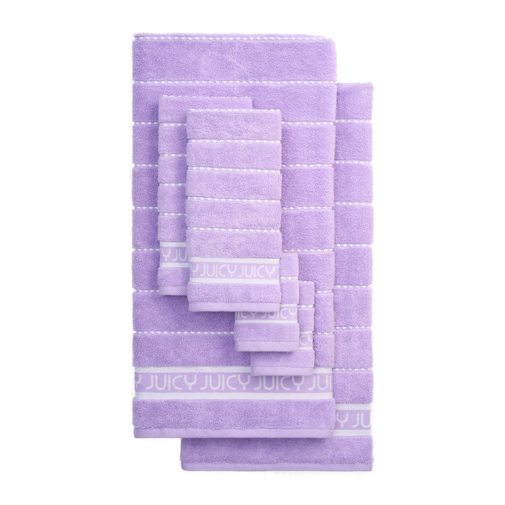 Juicy Couture Luxurious Plush Stripe 6-Piece Set - 100% Cotton Bath Towel Set - Soft and Stylish Towel Set for Ultimate Comfort and Elegance