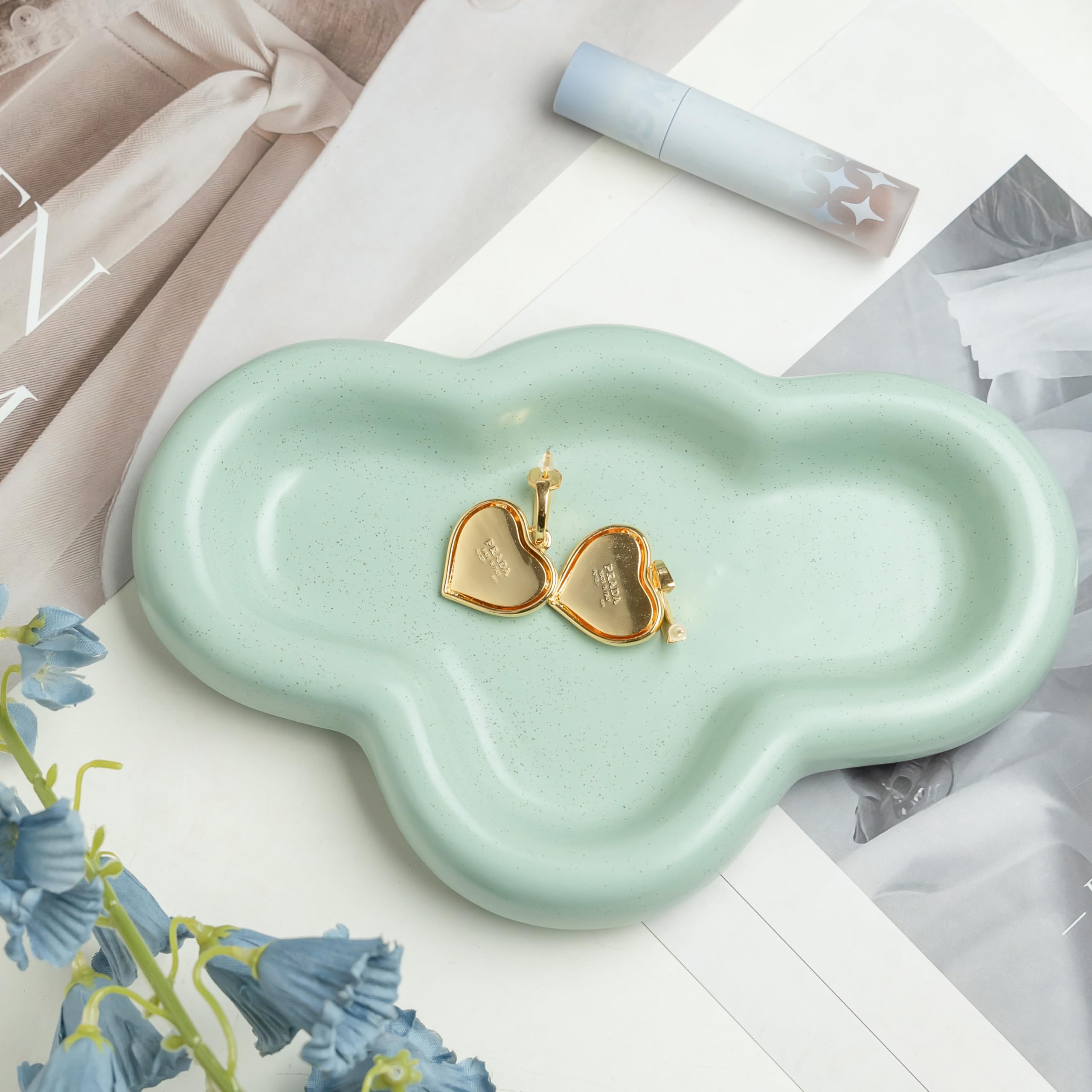 Cloud Trinket Dish, Chubby Jewelry Tray, Ceramic Jewelry Ring Trinket Dish for Rings Earrings Necklace Organizer