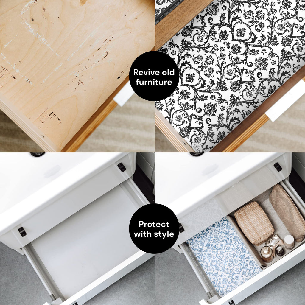 Scented Drawer Liners - Non-Adhesive Paper Sheets for Closet Shelves, Cabinet, Home Essentials & Dresser - 14 x 19.5 Inch Royal Damask Print Drawer Liner - Coquette Room Decor