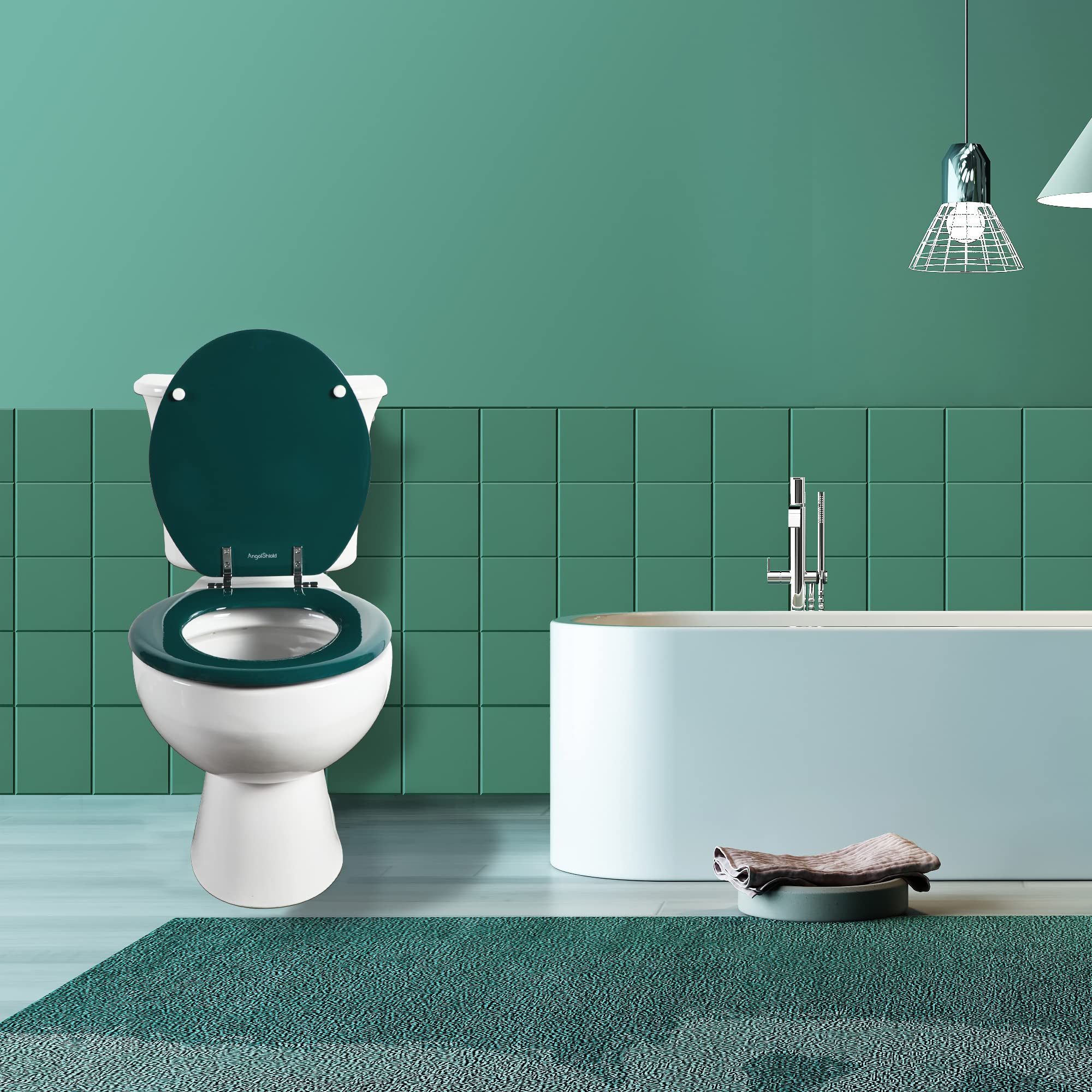 Round Toilet Seat Natural Wood Toilet Seat with Zinc Alloy Hinges, Easy to Install also Easy to Clean, Scratch Resistant