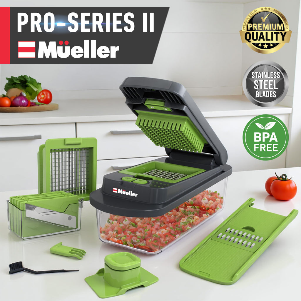 Mueller Pro-Series All-in-One, Mandoline Slicer for Kitchen, Food Chopper, Cucumber Slicer and Spiralizer, Cutter, Dicer, Grater, Kitchen Essentials