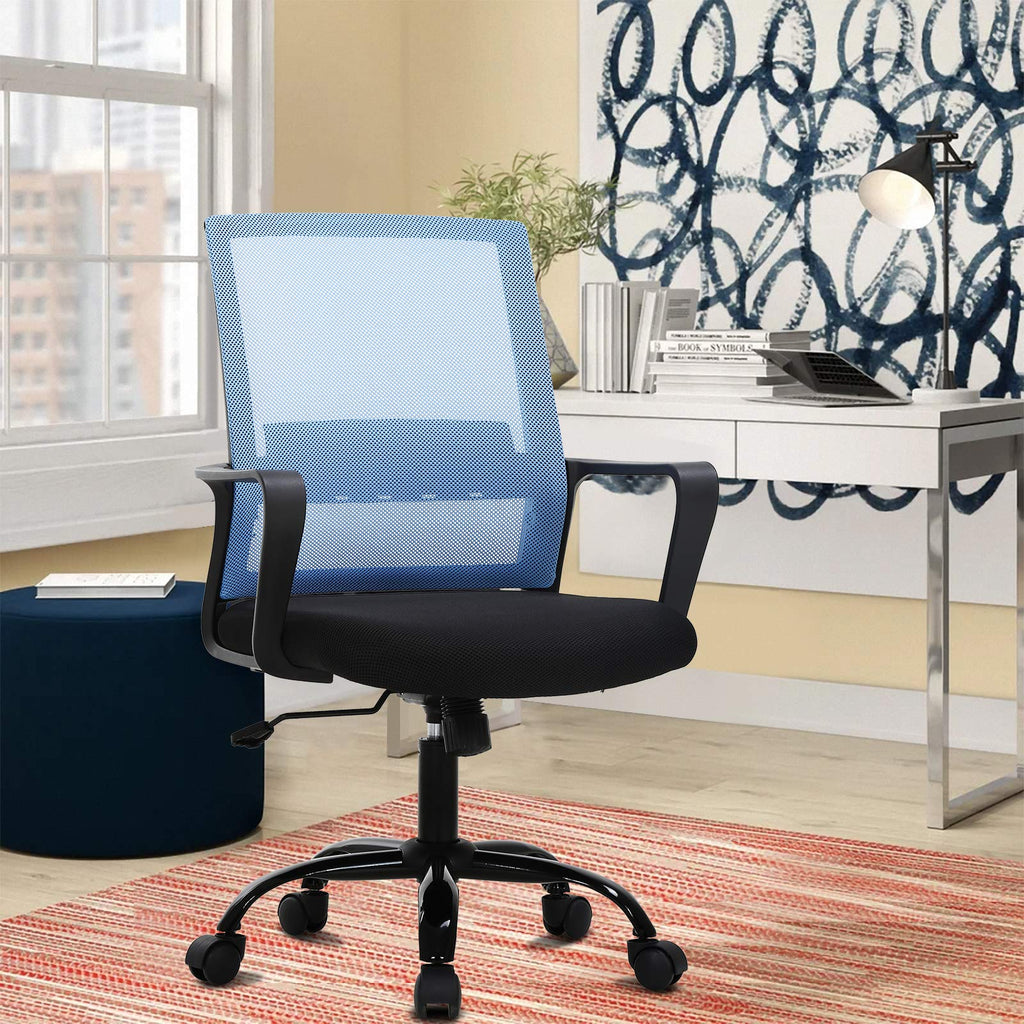 Mid Back Chair with Armrest and Back Support, Modern Executive Adjustable Rolling Swivel Task Chair Comfortable Mesh Chair