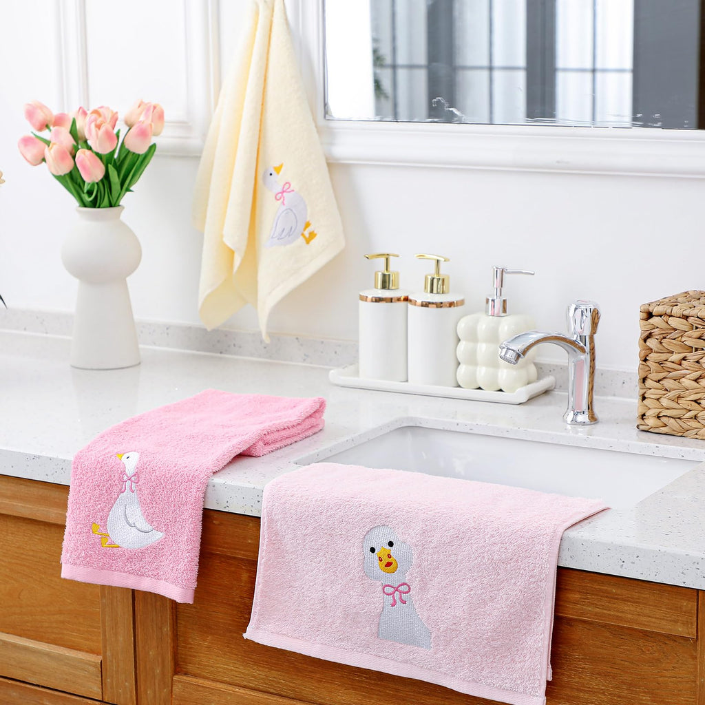 Hand Towels Embroidered Decorative Towel 100% Cotton Soft Absorbent Kitchen Facecloth Preppy Bathroom Decor 13.7 x 29.5''